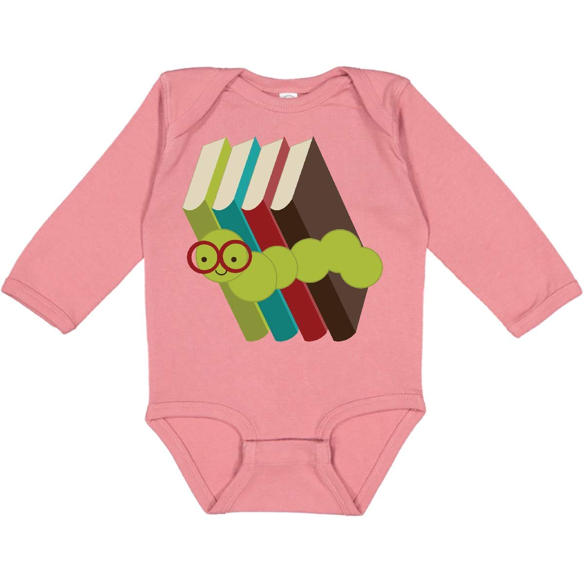 Inktastic Bookworm Books Reading Long Sleeve Baby Creeper - Cozy Outfit for Storytime, Library Visits & Book Lovers