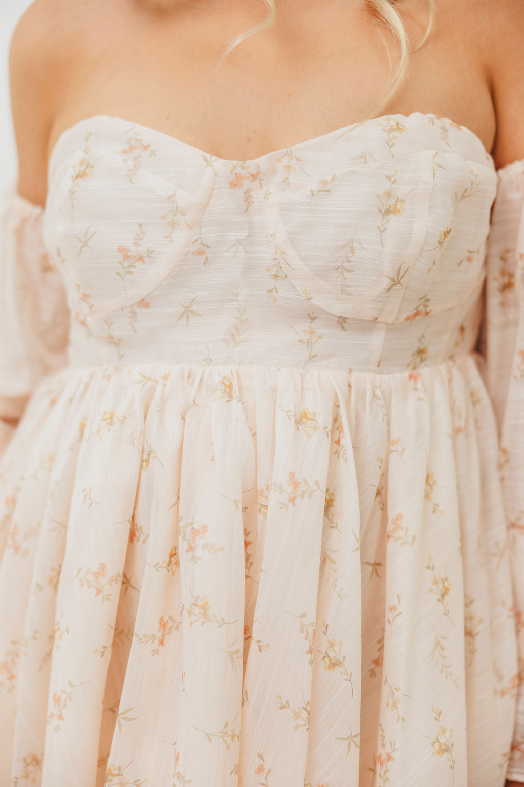 Kennedy Floral Mini Maternity Dress in Cream - Bump Friendly & Comfortable for Pregnancy, Baby Showers, and Special Occasions