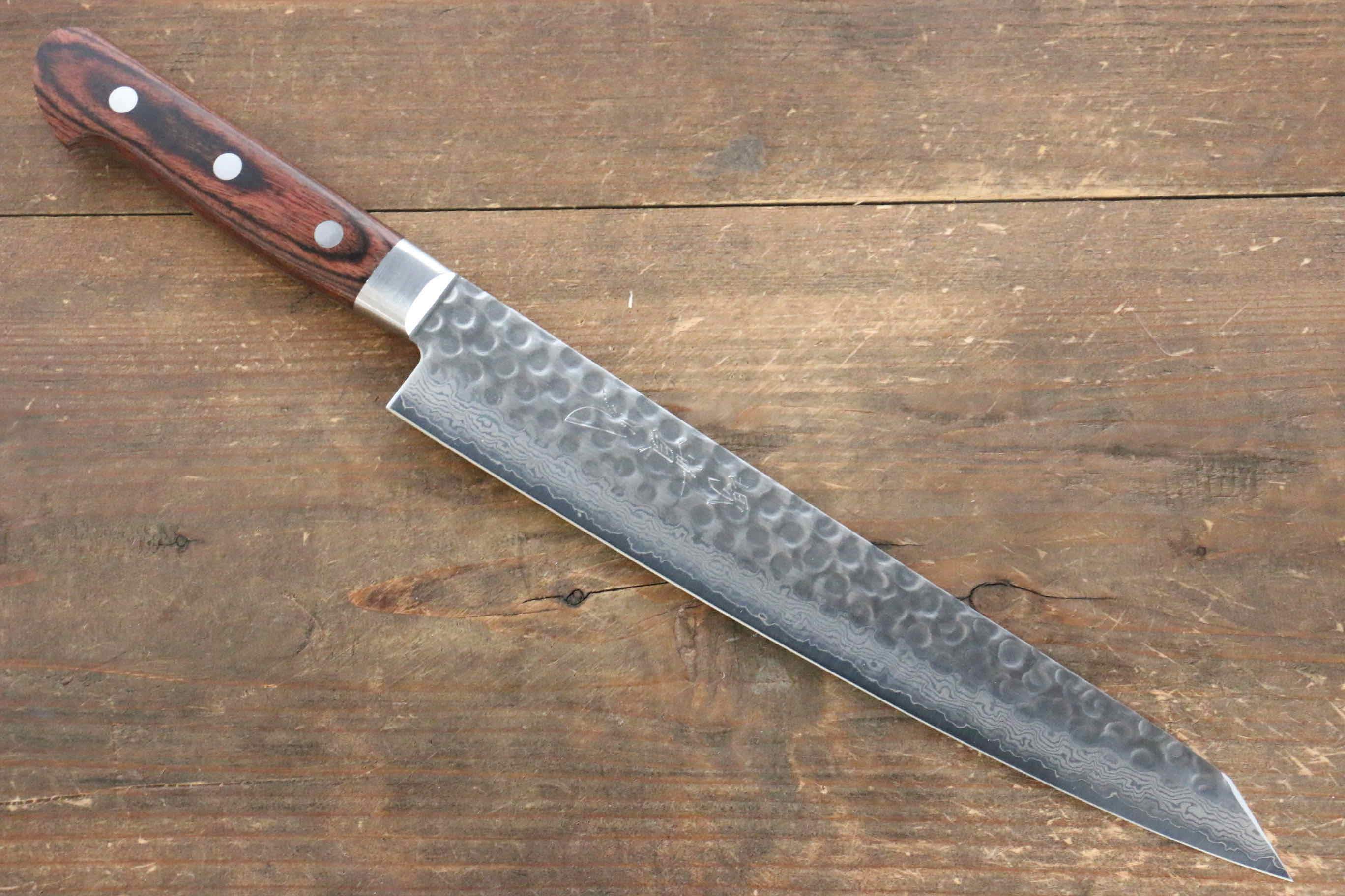 Premium Jikko VG10 17-Layer Kiritsuke Sujihiki Knife 230mm - Japanese Mahogany Handle - Perfect for Sushi, Sashimi & Meat Slicing