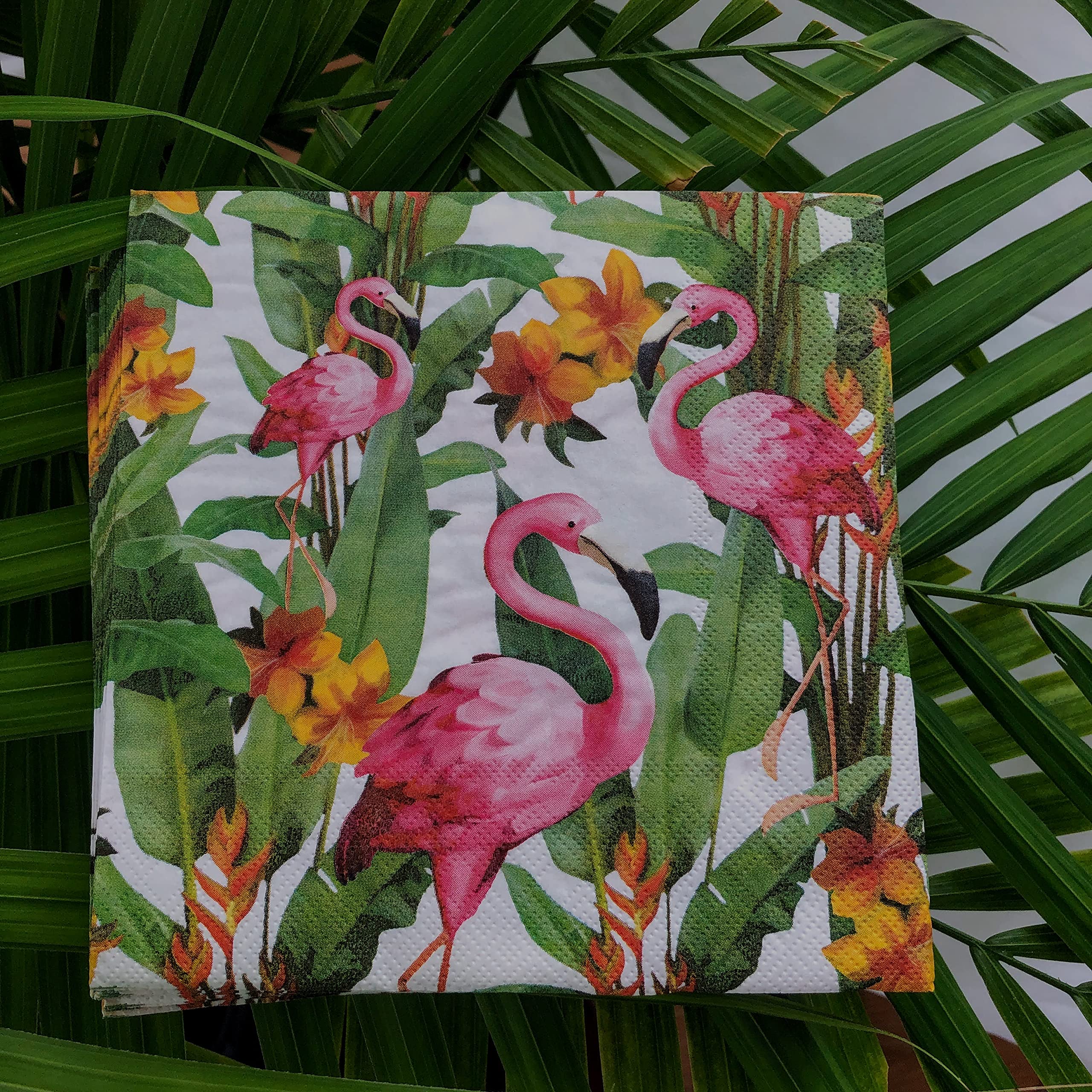 20-Count 13x13 Flamingo Paper Napkins - Tropical Bird Floral Decorative Napkins for Fall, Thanksgiving & Decoupage | Perfect for Parties, Dining & DIY Crafts