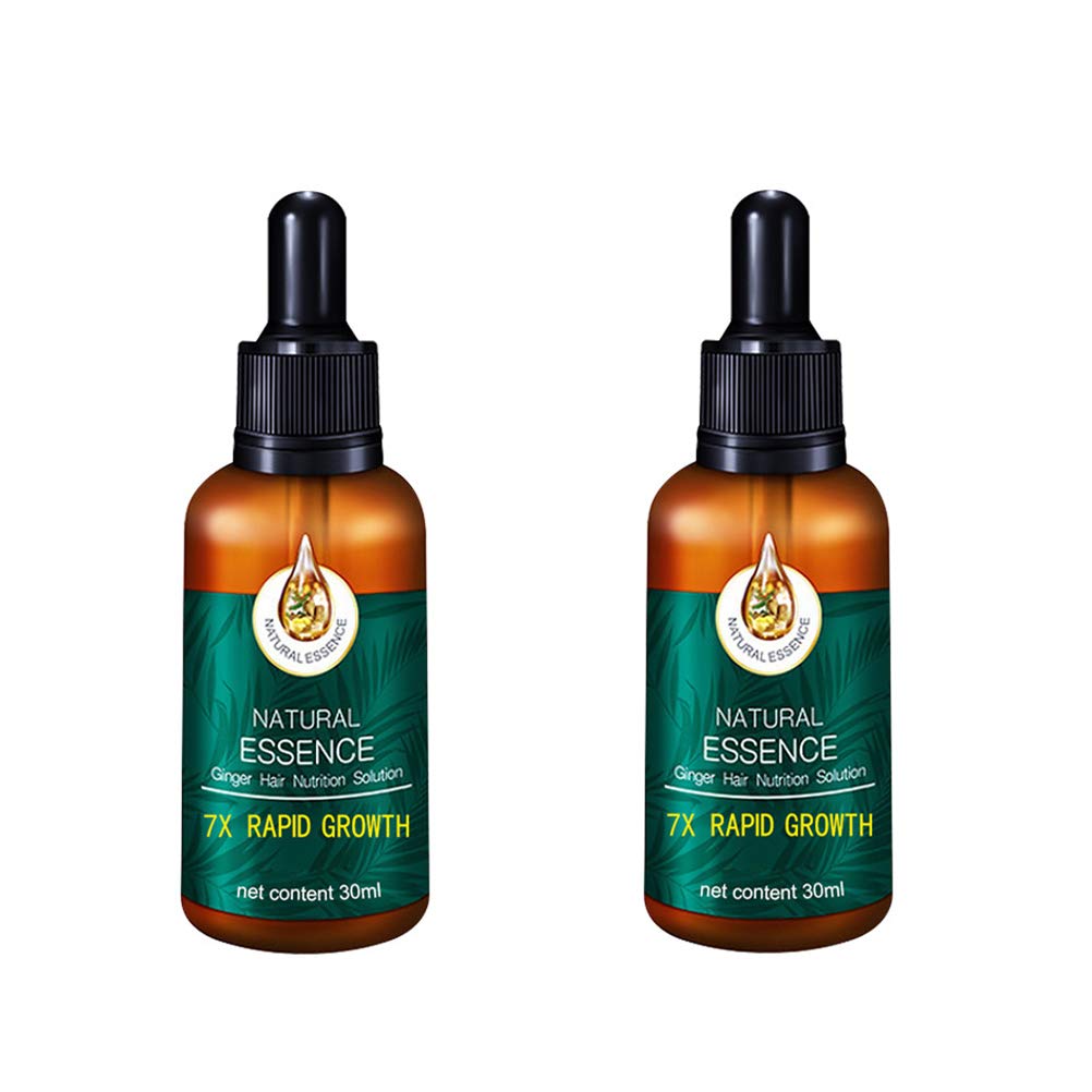 7X Fast Hair Growth Serum - Ginger & Germinal Oil Treatment for Thicker Hair & Anti Hair Loss - Promotes Regrowth for Men & Women (2Pcs) - Perfect for Daily Use, Hair Repair & Scalp Care