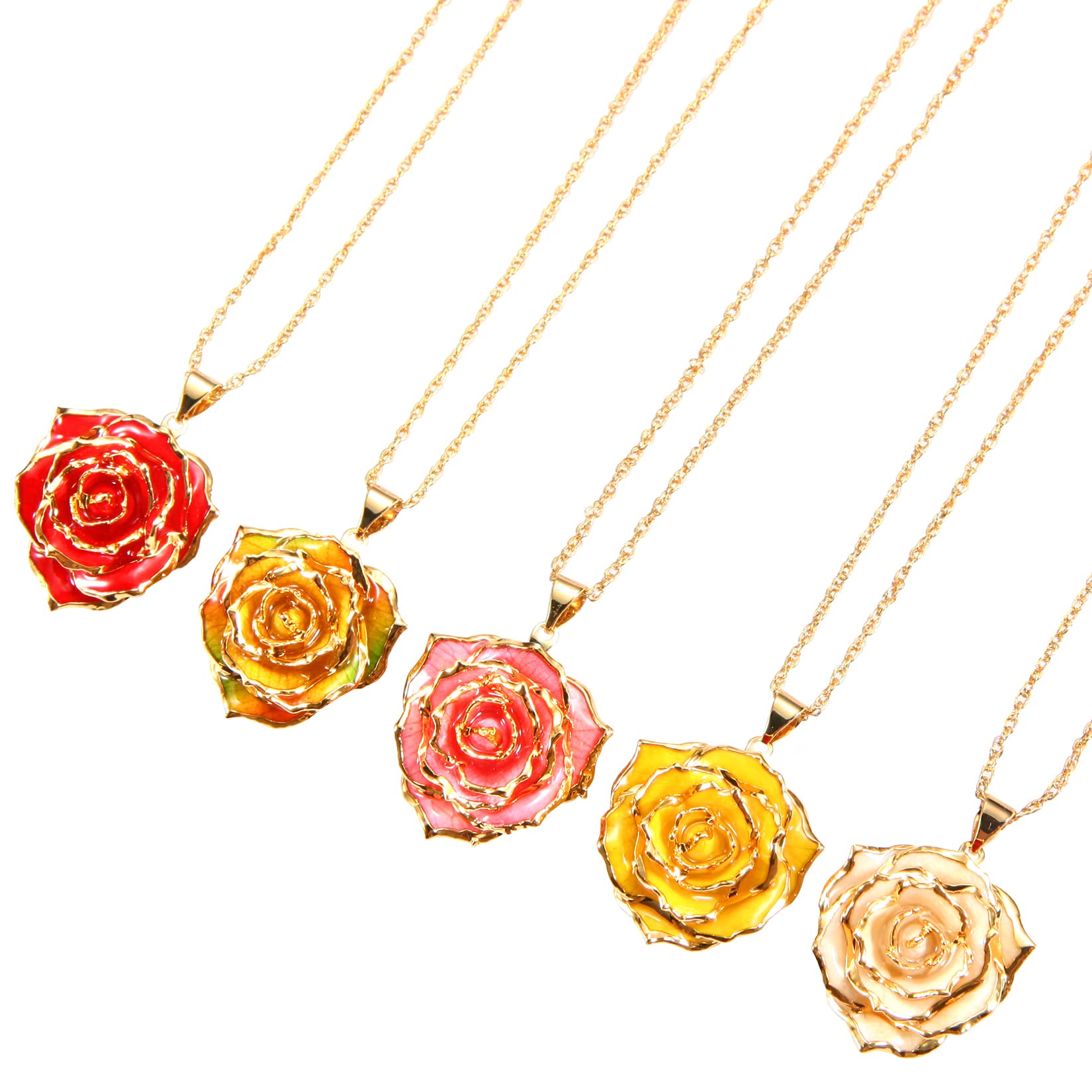 AliveRose 24K Gold Dipped Real Rose Pendant Necklace for Women - Elegant Jewelry Gift for Mother's Day, Anniversary, Birthday & Christmas - Perfect for Her, Mom, Wife or Girlfriend | Romantic Occasions, Date Nights & Special Celebrations