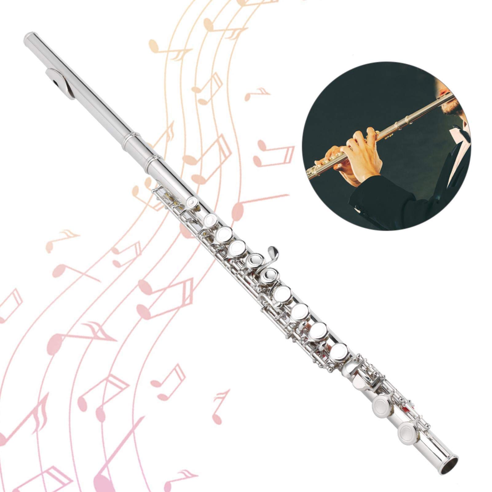 Premium Sterling Silver Flute for Beginners - Smooth Playability & Excellent Air Tightness - Perfect for School Bands, Music Classes & Solo Practice