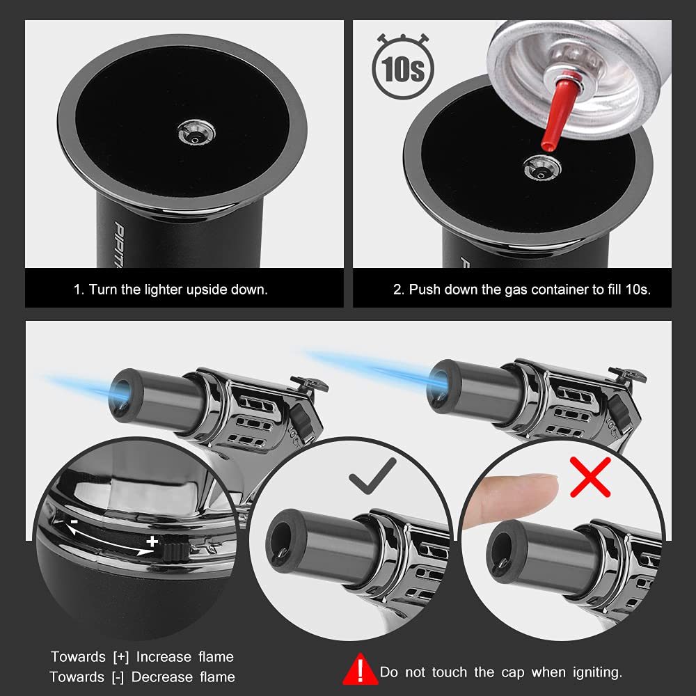 Windproof Cigar Lighter - Adjustable Single Flame Refillable Torch for Outdoor & Smoking