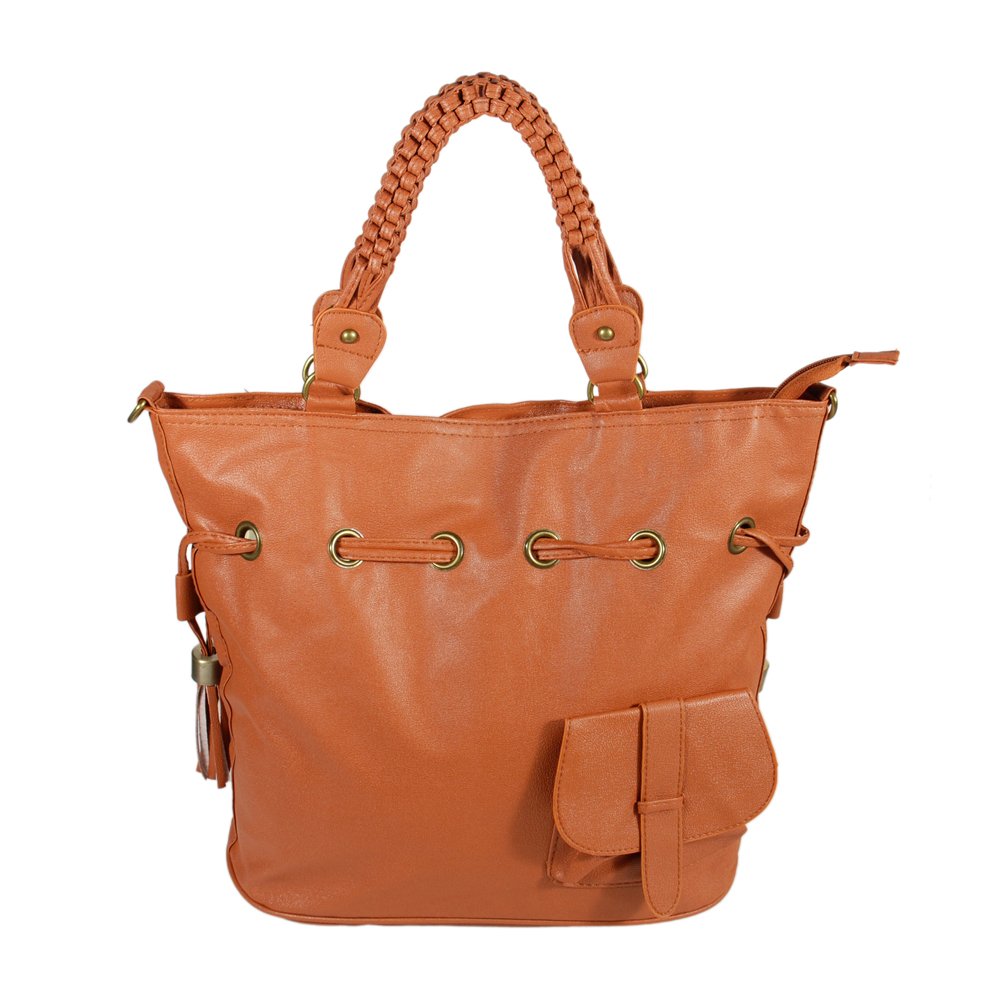 Blancho Genuine Leatherette Shoulder Bag for Women - Stylish Tan Satchel Purse with Tassels, Perfect for Work, Travel & Everyday Use