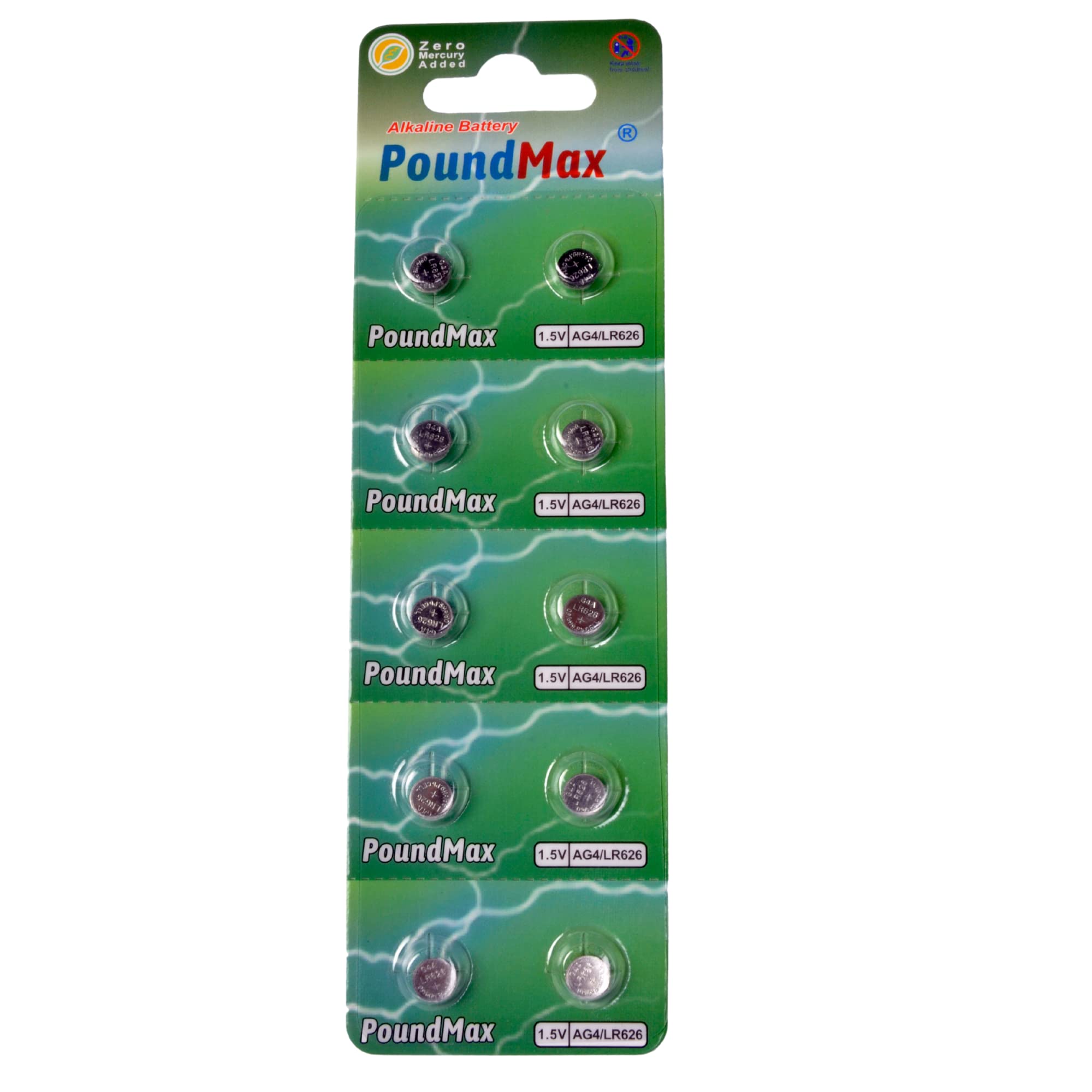 AG4 LR626 1.5V Alkaline Button Cell Batteries (10-Pack) - Perfect for Watches, Calculators, Thermometers & Small Electronics