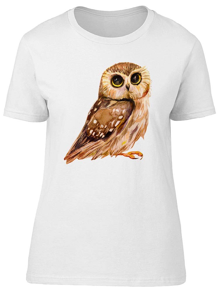 Stylish Brown Watercolor Owl T-Shirt for Women - Soft Cotton Graphic Tee - Perfect for Casual Wear, Weekend Outfits & Boho Fashion