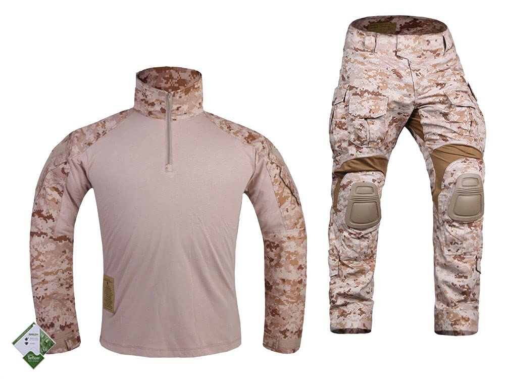 Emerson Airsoft Tactical BDU Military Combat Uniform Set - Gen3 AOR1 Camo Shirt & Pants for Airsoft, Paintball, Tactical Training & Outdoor Adventures