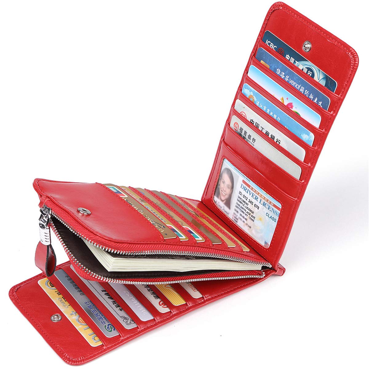 Huztencor Women's RFID Blocking Leather Credit Card Holder Wallet - Slim Card Case Purse for Everyday Use, Travel & Business
