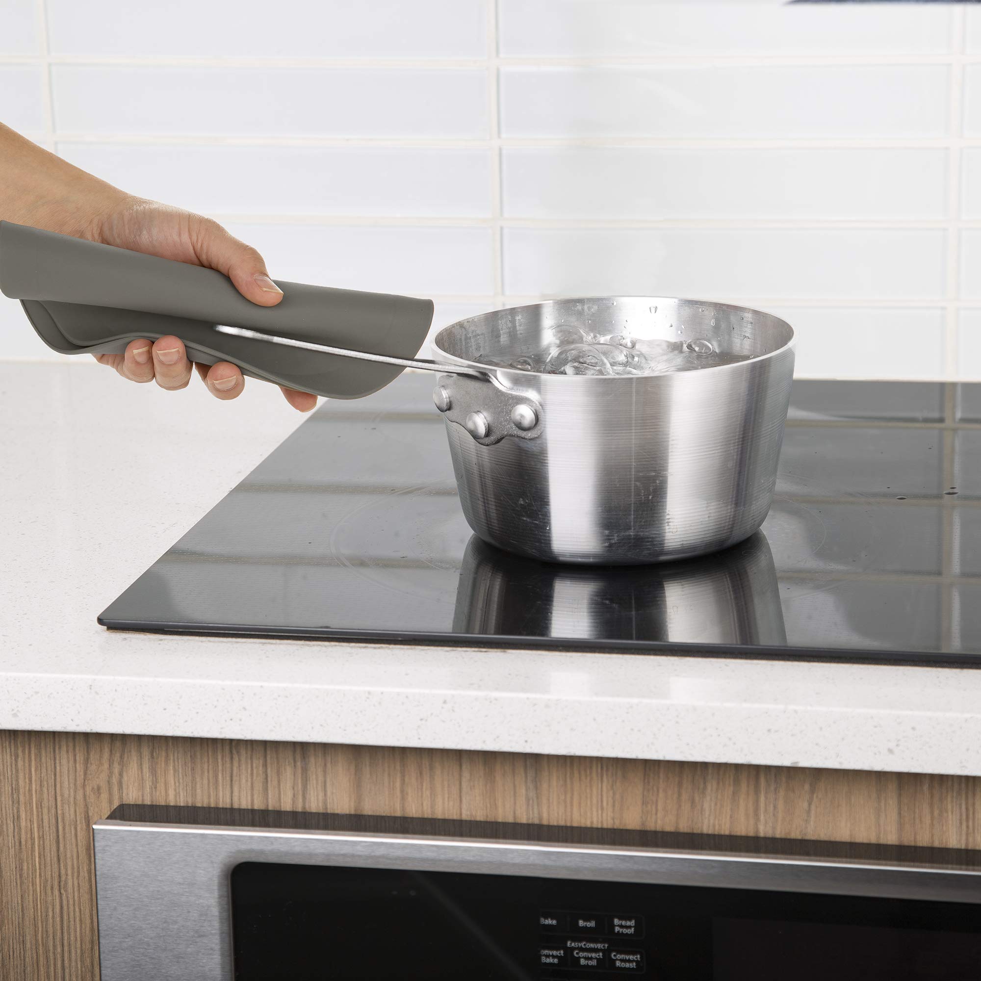 PrepSolutions Compact Microwave Multi-Mat - 9.5 Inch Gray Microwave Splatter Guard & Heat Resistant Trivet - Perfect for Microwave Cooking, Dining Table Protection & Hot Dish Placement