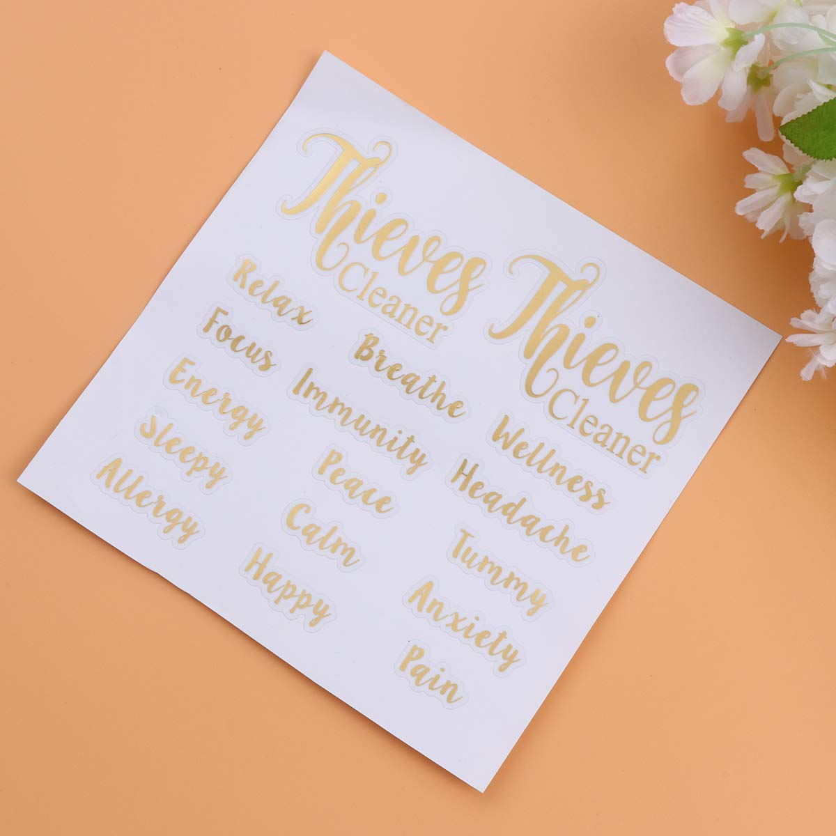 5 Sheets Gold Essential Oil Labels - Waterproof Vinyl Stickers for Roller Bottles, Food Containers & Travel Decor | Perfect for DIY, Organizing & Aromatherapy