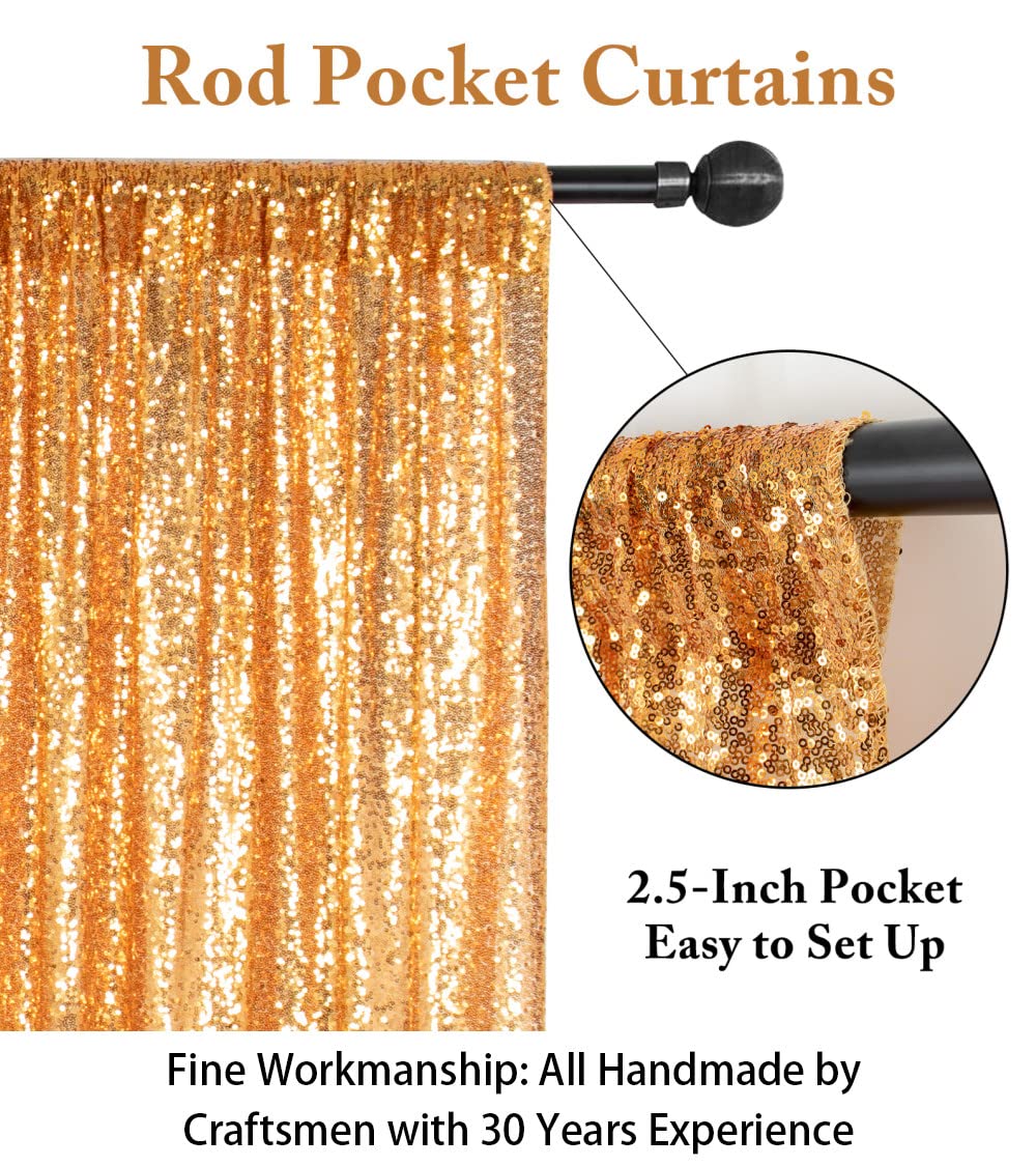 ShiDianYi 8FTX8FT Gold Shimmer Sequin Fabric Photography Backdrop - Perfect for Wedding, Birthday Party, and Studio Photo Shoot Background