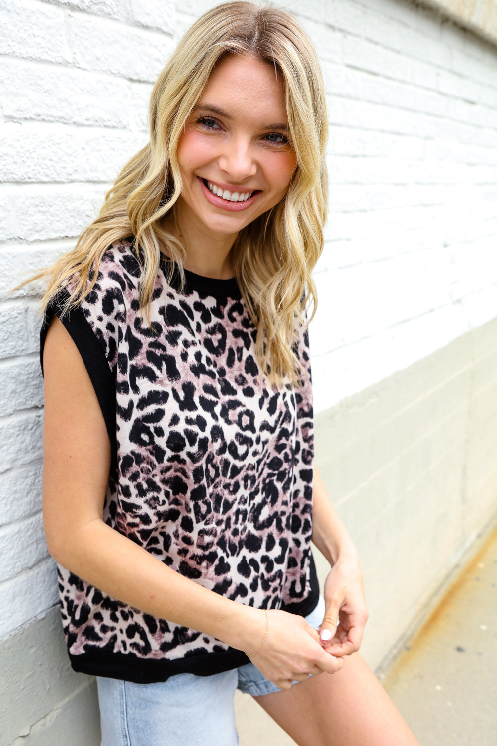 Be Bold Dolman Short Sleeve Leopard Print Knit Top - Women's Fashion Animal Print Blouse for Casual Wear, Date Night & Office Outfits