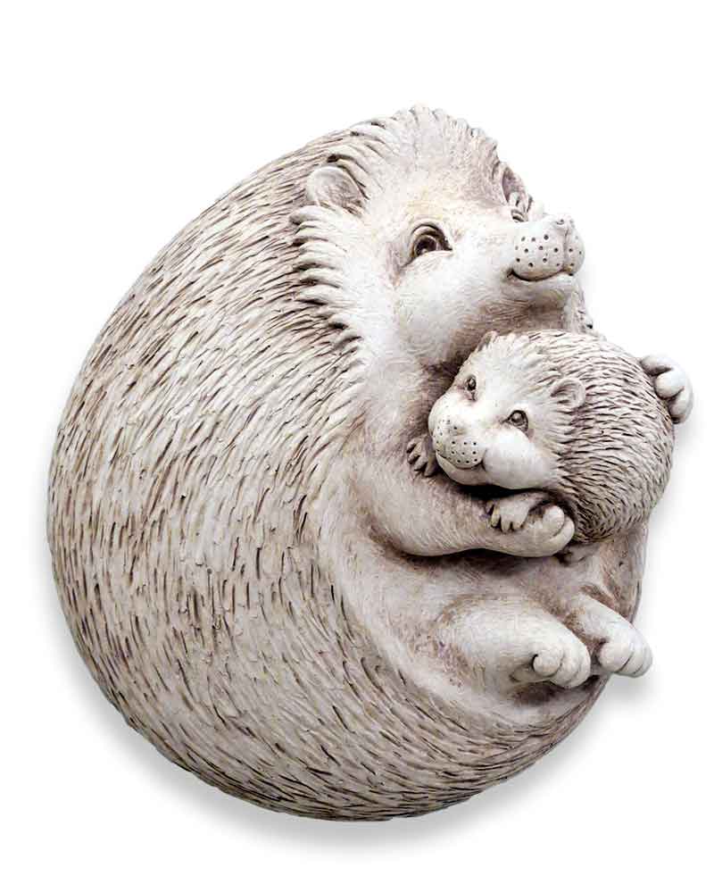 Carruth Studio Cast Stone Wall Hanging - 'Huggable Hedgehog' Sculpture #1225A | Handmade Home Decor for Living Room, Nursery & Garden