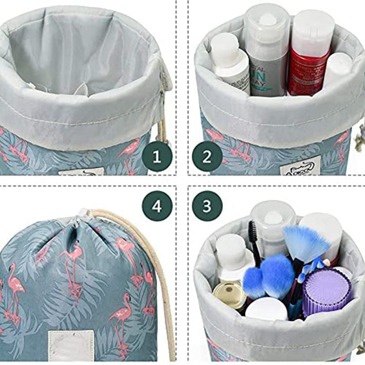 B-LADY Multipurpose Drawstring Cosmetic Bag - Waterproof Makeup Pouch for Travel, Gym, Beach & Daily Use | Barrel Shaped Organizer for Toiletries, Jewelry & Essentials