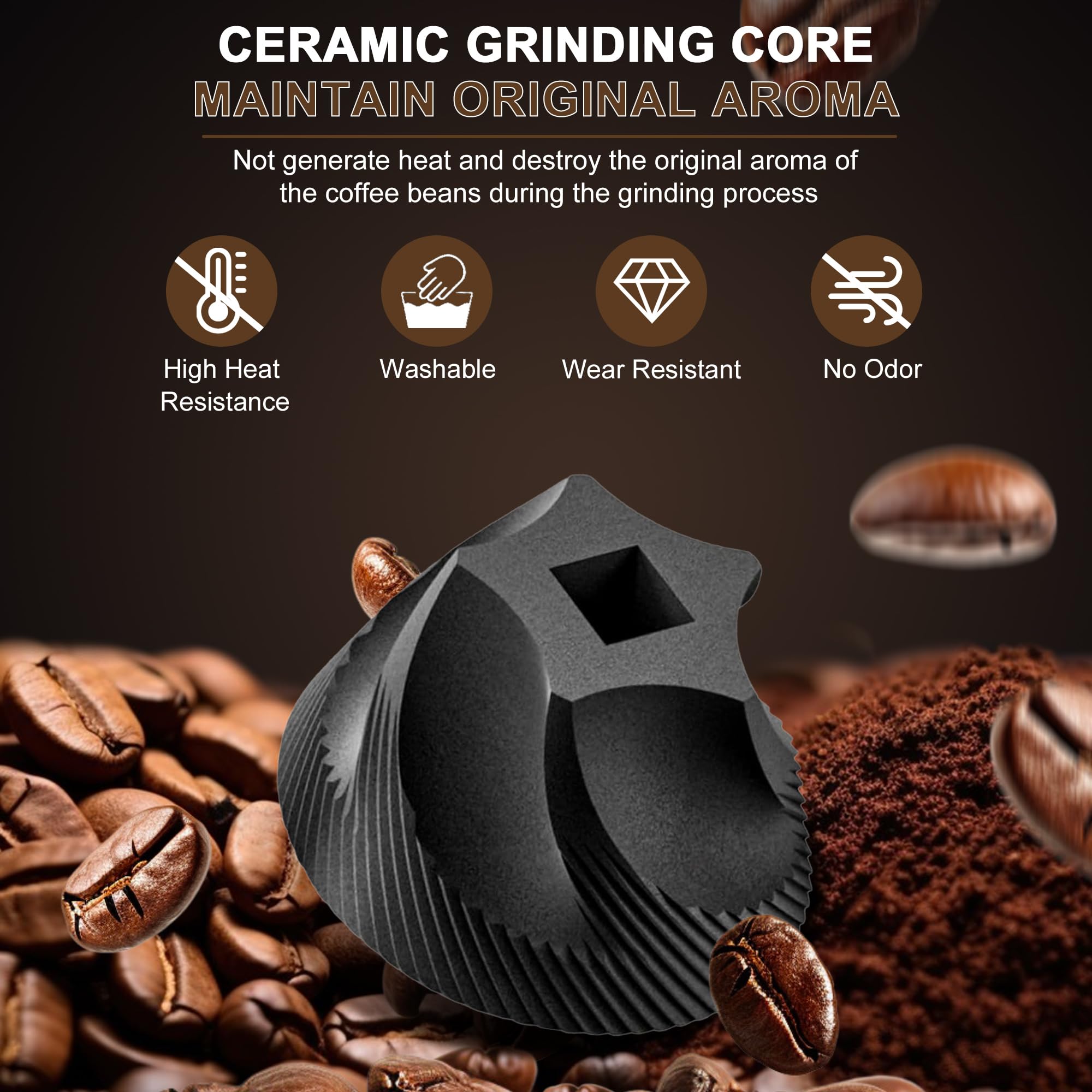 Premium Manual Coffee Grinder with Ceramic Conical Burr - Adjustable Hand Crank Mill for French Press, Espresso & Moka Pot - Fine to Coarse Grind Settings - 30g Capacity - Perfect for Home, Office & Travel Use