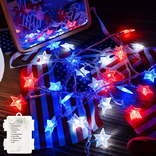 50led battery-red white blue