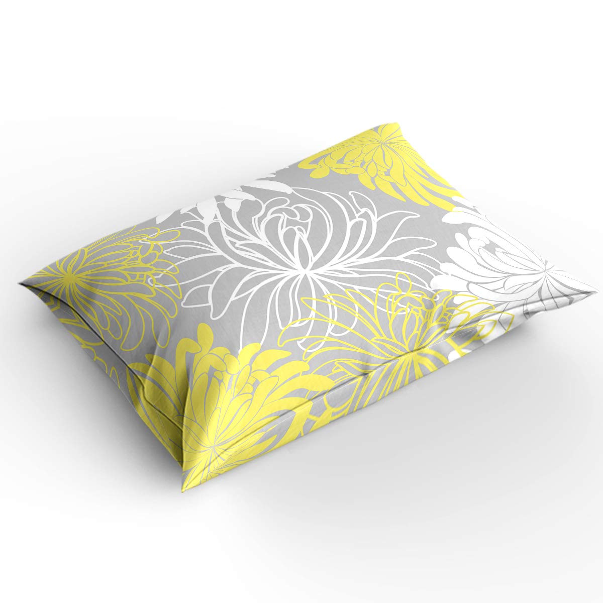 Elegant Daisy Flower Duvet Cover 3-Piece Bedding Set Full Size - Soft Lightweight Comforter Cover with 2 Pillow Shams in Yellow & Grey | Perfect for Guest Rooms, Master Bedrooms & Cozy Home Decor