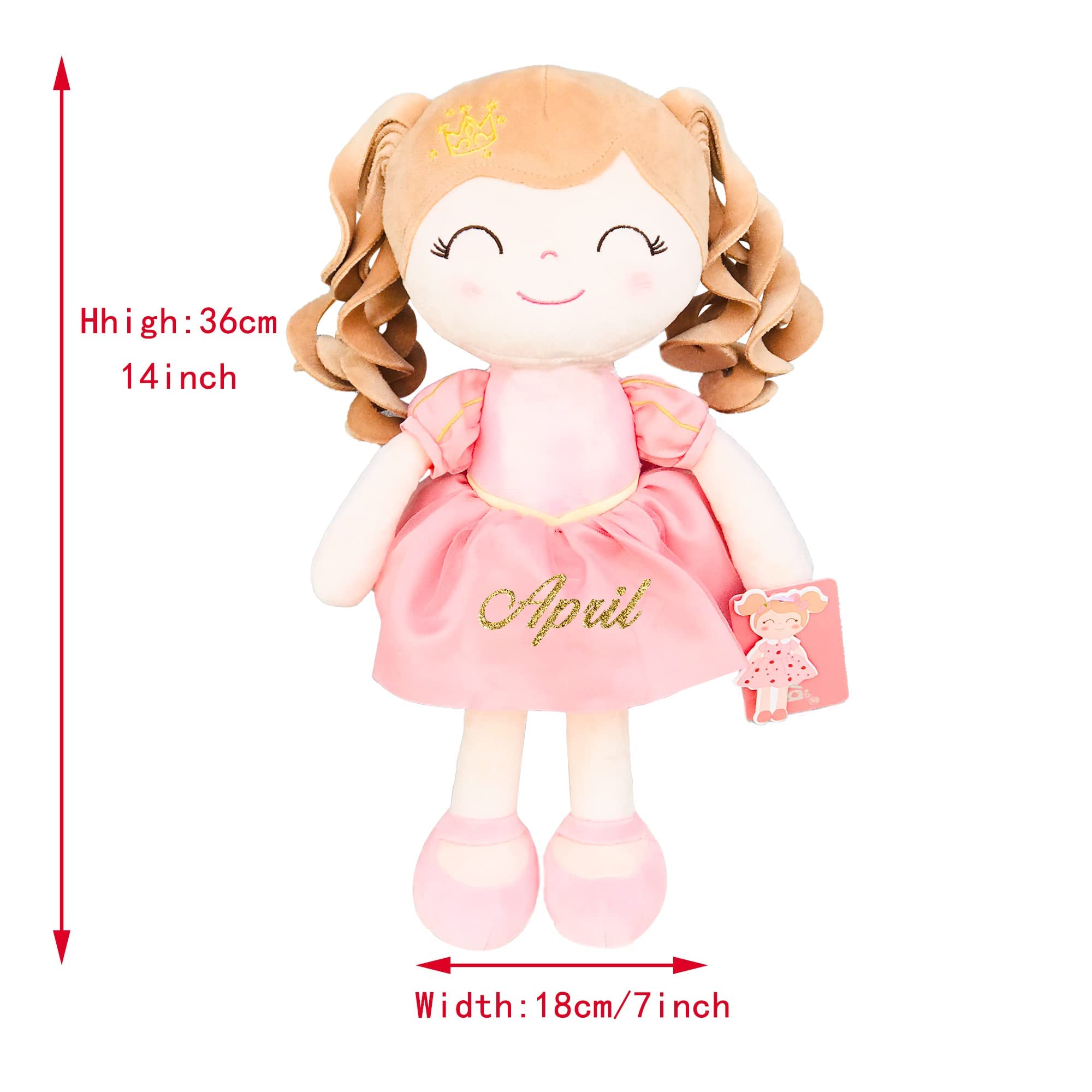 Gloveleya 16 Inch Personalized Plush Baby Doll - Soft Crown Princess Doll for Girls, First Baby Gift with Gift Bag | Perfect for Birthdays, Christmas & Special Occasions