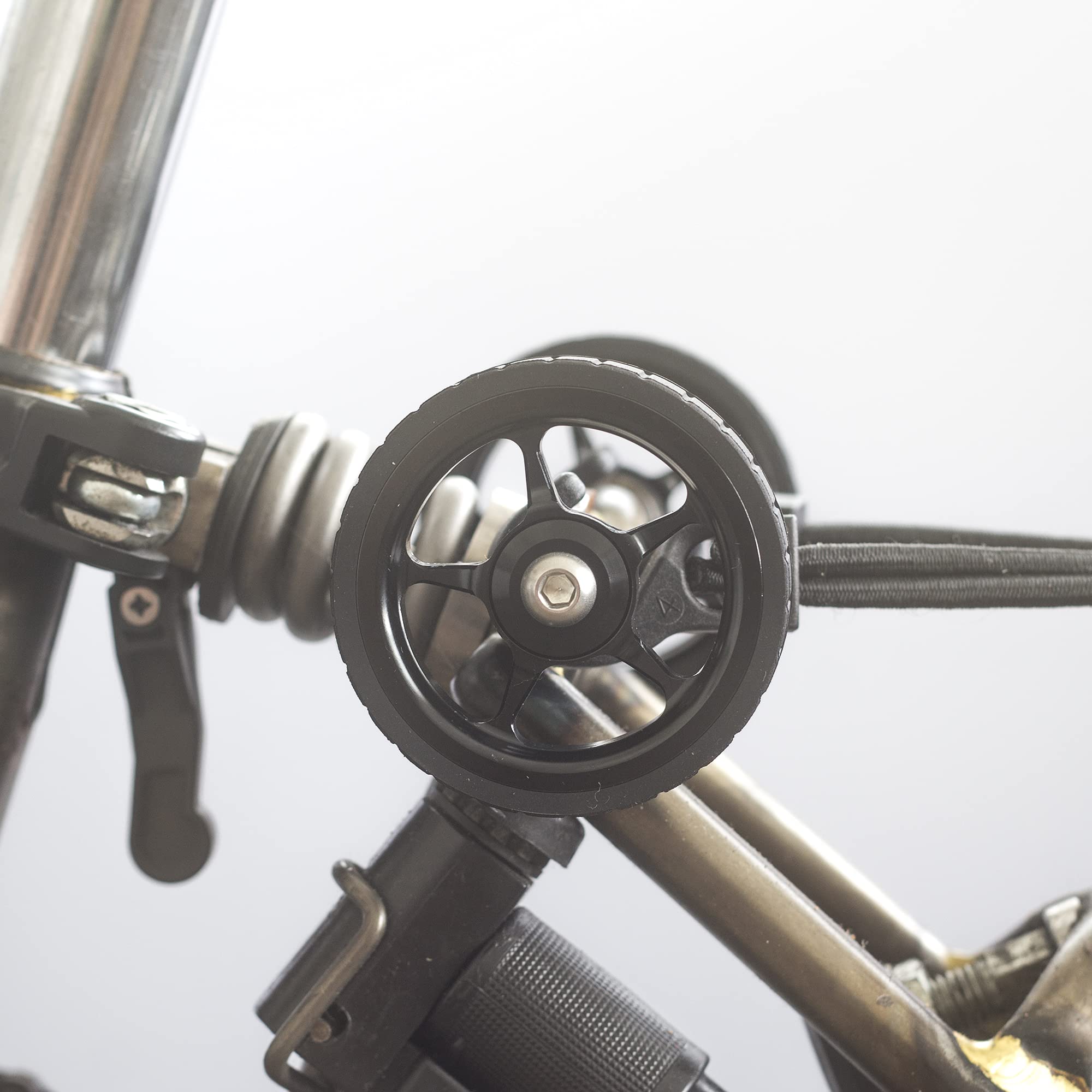 Premium Black Wide Easy Wheels for Brompton Folding Bike V2.0 - Enhanced Stability & Smooth Ride for Urban Commuting & Travel