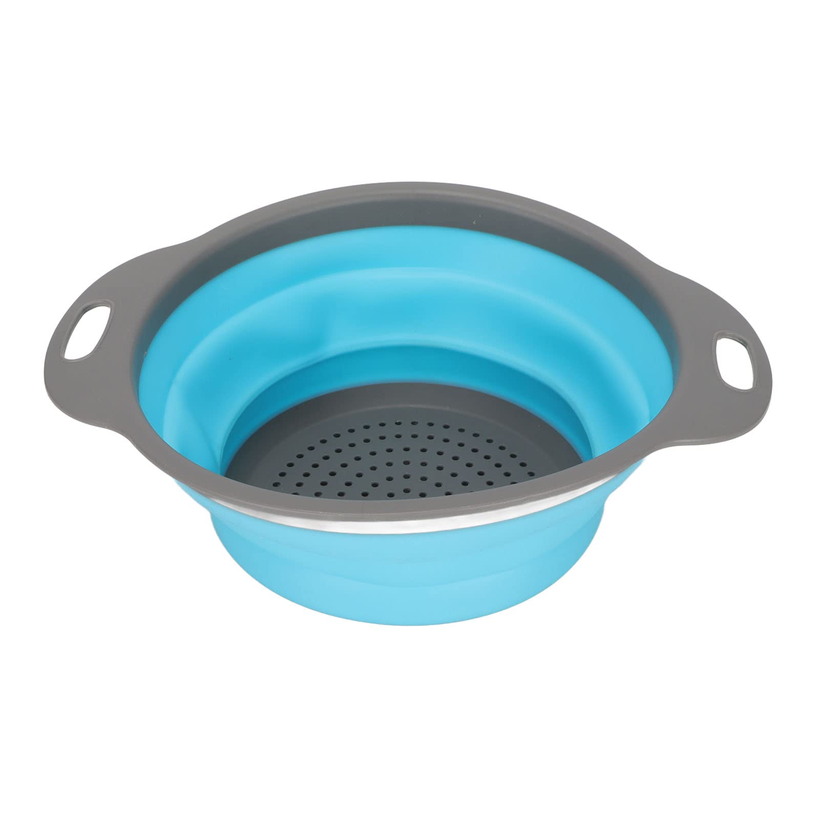 Foldable Collapsible Colander Basket with Handles - Space Saving Kitchen Strainer for Washing Fruits, Vegetables, Utensils - Perfect for Draining, Sink Storage & Small Kitchen Organization