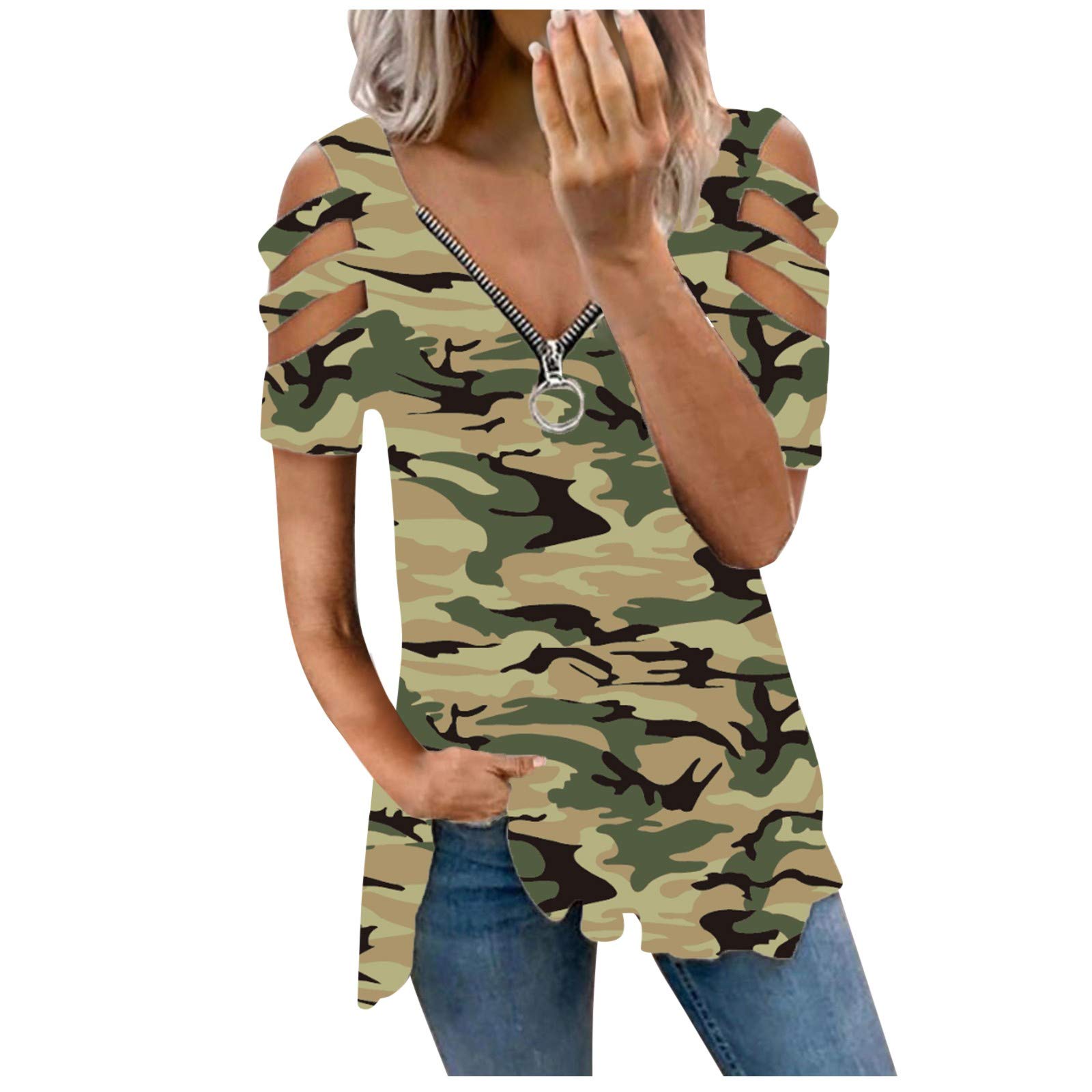 PLENTOP Women's White Long Sleeve Blouse - Oversized V-Neck Hoodie Top Plus Size 3/4 Sleeve Cute Shirt (Z4-Green, Large) | Casual Outfit, Office Wear & Street Fashion