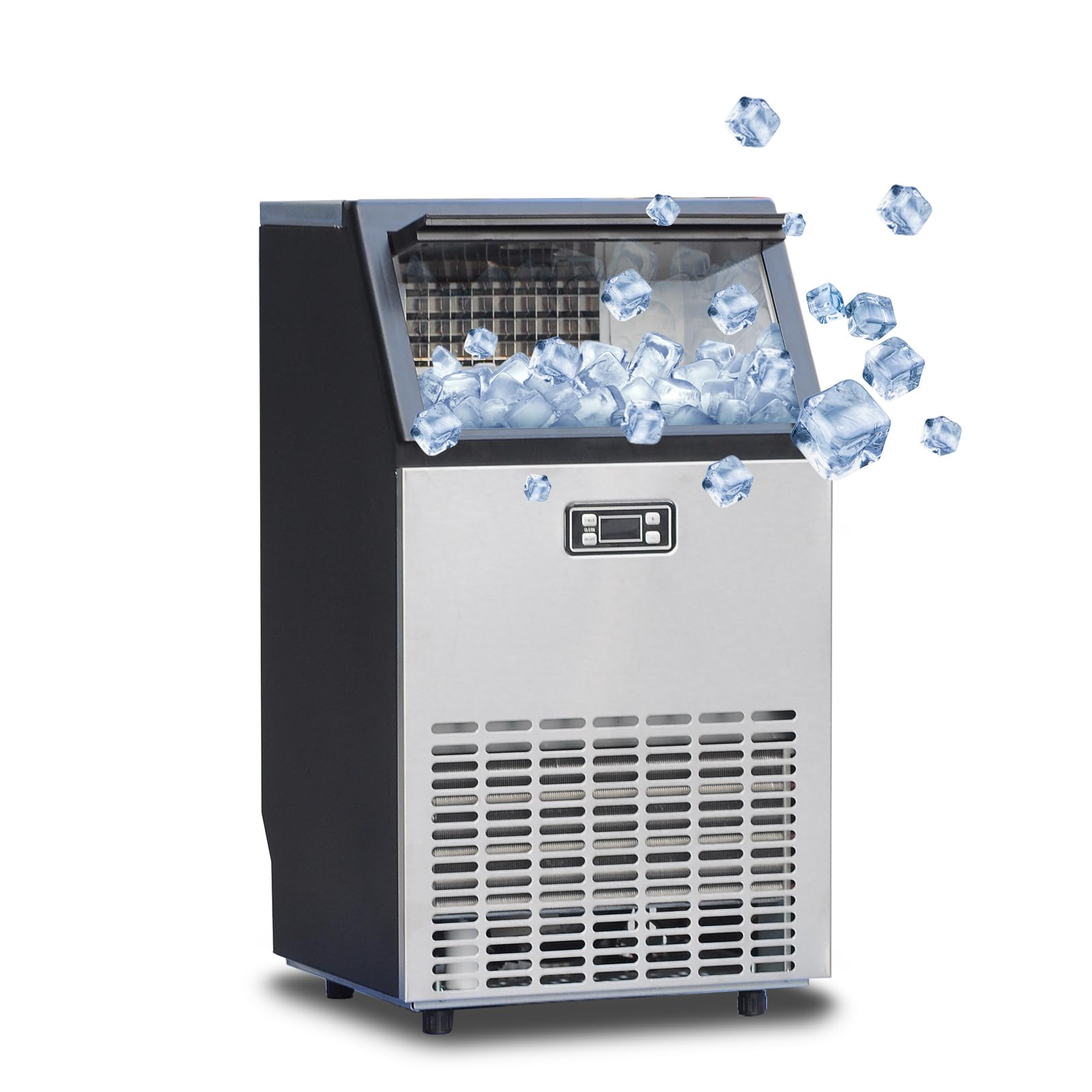 Commercial Under Counter Ice Maker Machine - 99Lbs/24H Fast Ice Production, Auto-Clean Stainless Steel Freestanding Ice Maker for Restaurants, Bars, and Home Use