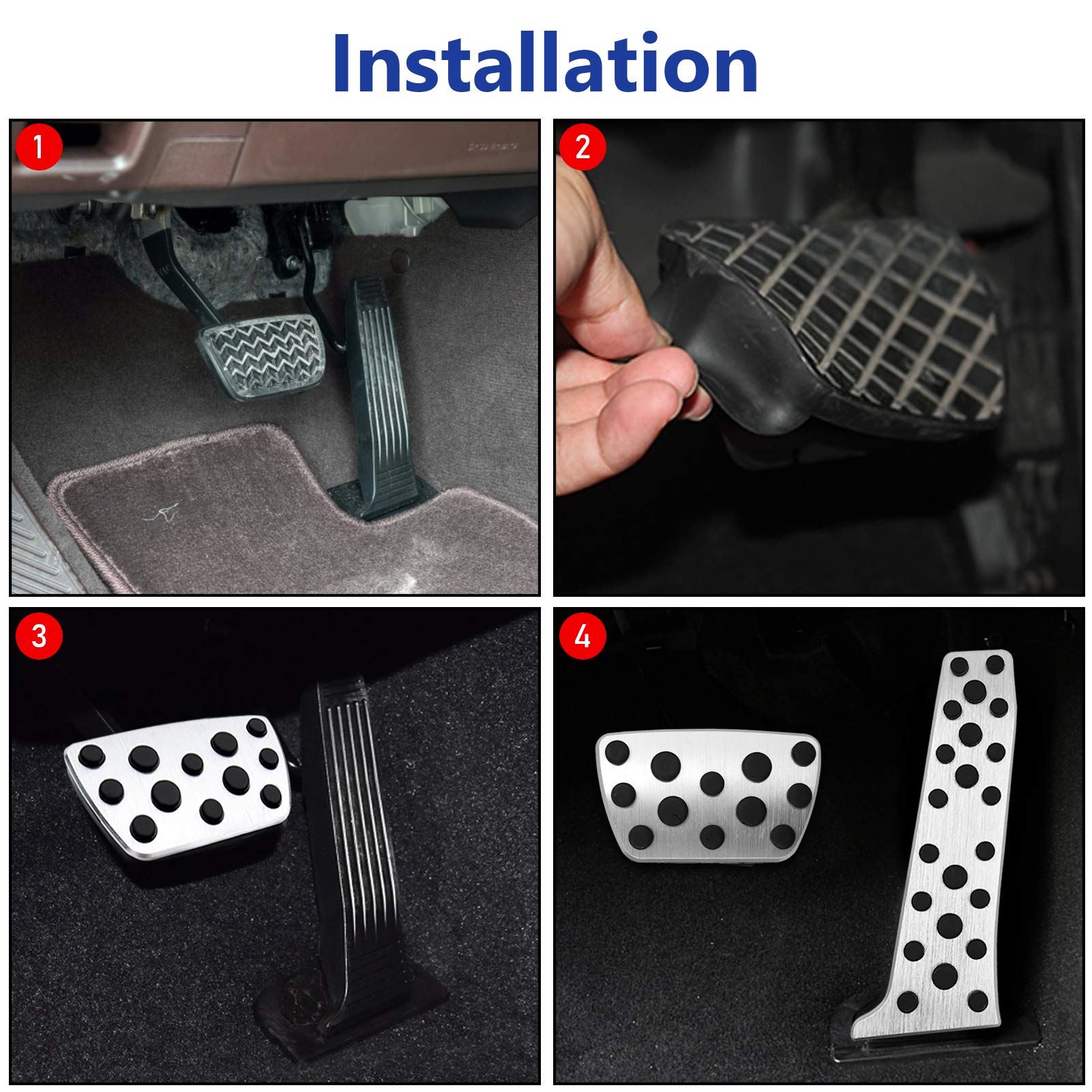 TTCR-II Universal Car Pedal Covers - Compatible with Toyota Avalon RAV4 2019-2025, Camry 2018-2025, Highlander 2020-2025, Sienna Venza 2021-2025 & Lexus ES 2018-2025, UX 2019-2025 - Anti-Slip Brake and Accelerator Pedal Pads (2-Piece Set) for Enhanced Driving Safety and Comfort