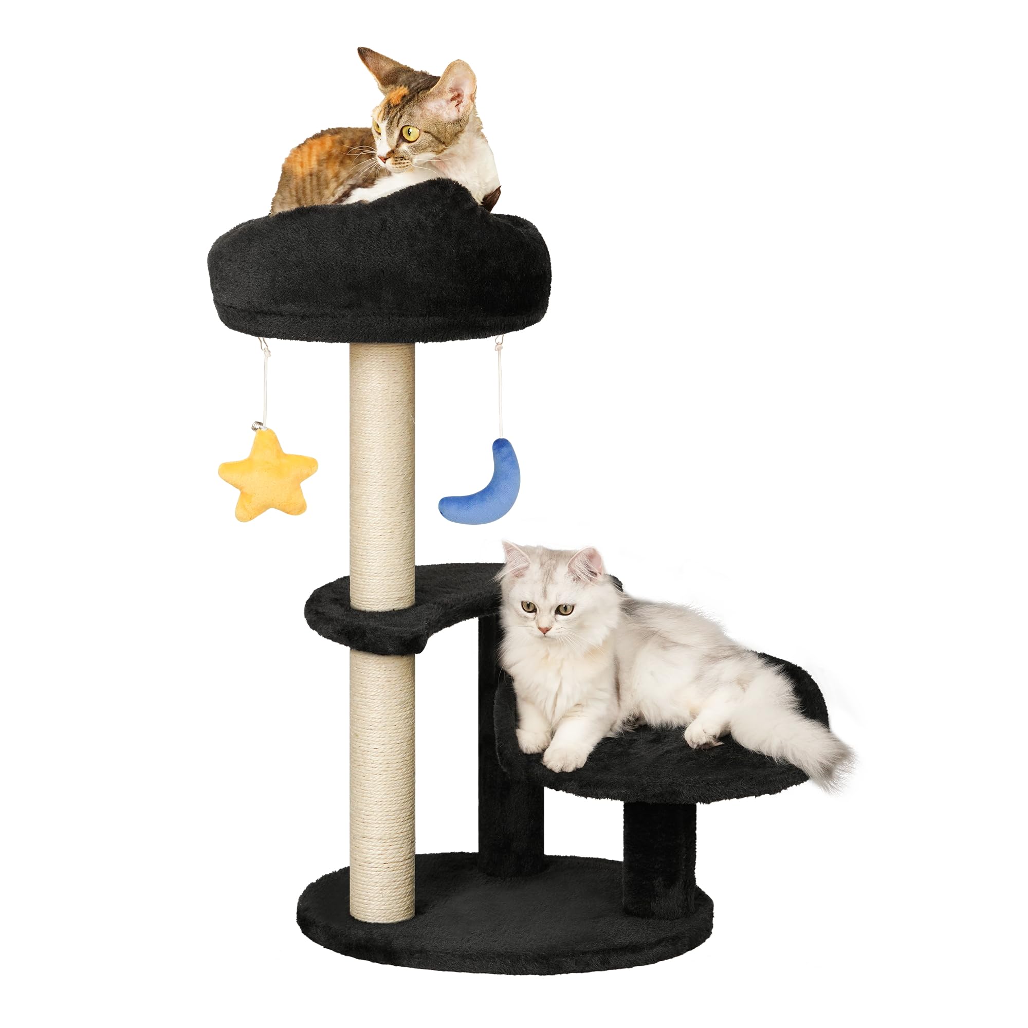 Premium Cloud Cat Tree for Indoor Cats - Multi-Level Kitten Tower with Scratching Post, Cozy Bed & Dangling Toys (15.4
