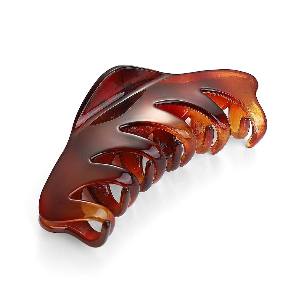 Premium Hair Claw Clip for Women - Medium Strong Hold Hair Clips for Medium to Long Hair, Elegant Hair Grip Barrettes (Amber) - Perfect for Work, Gym, and Everyday Styling