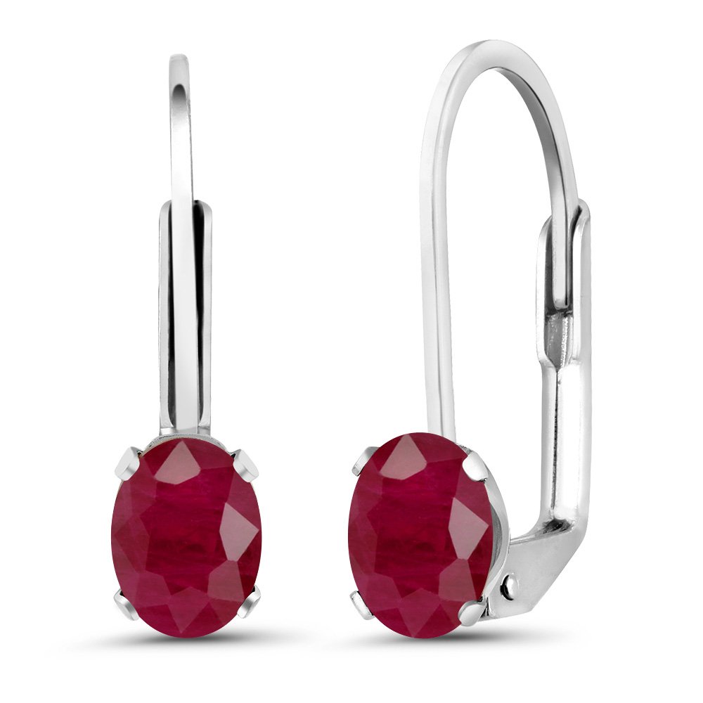 Gem Stone King 925 Sterling Silver 6X4MM Oval Birthstone Drop Dangle Leverback Earrings for Women | Elegant Jewelry Gift for Birthday, Anniversary & Special Occasions