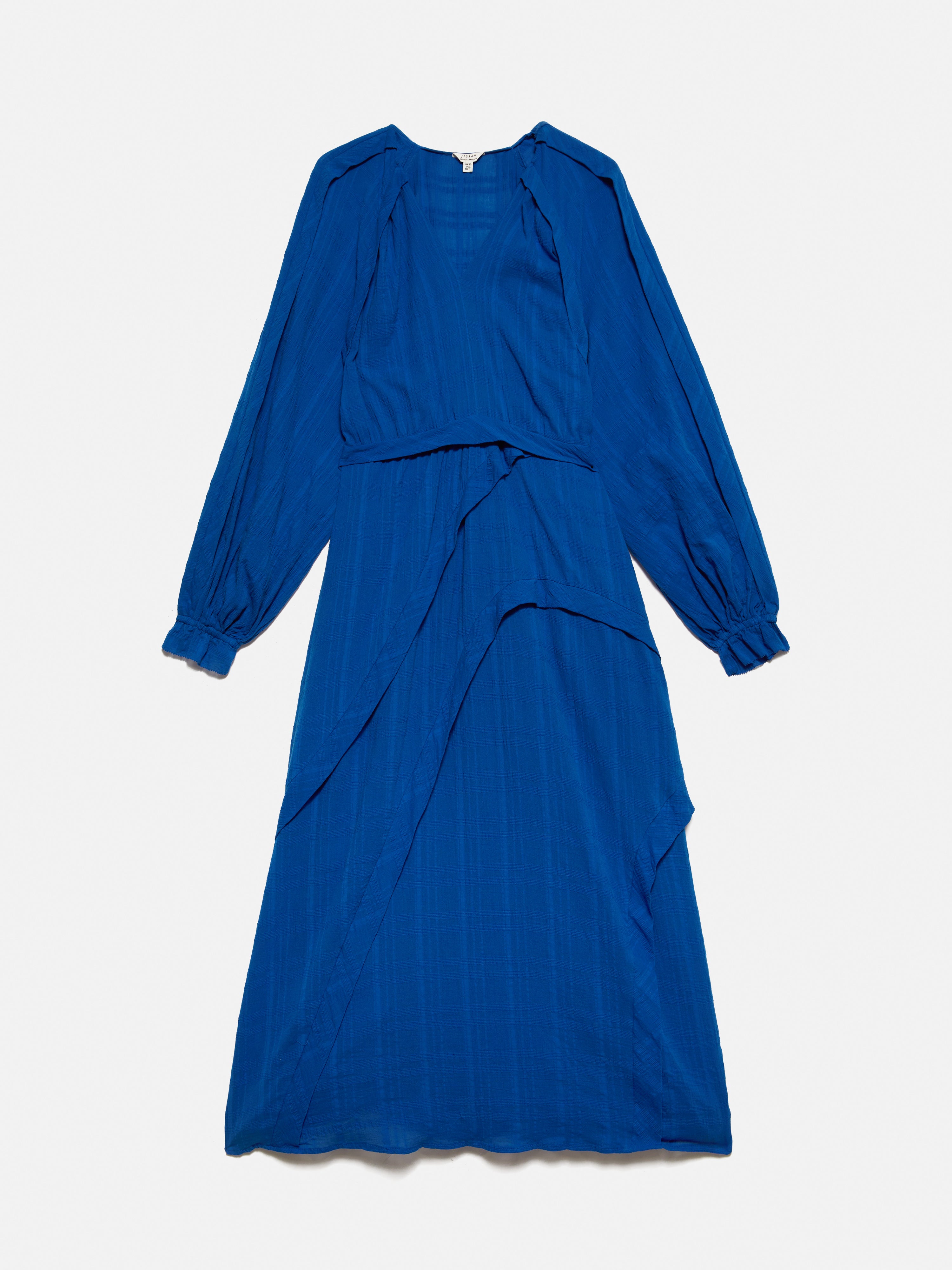 Stylish Textured Cotton Belted Dress in Blue - Perfect for Casual Outings, Office Wear & Special Occasions