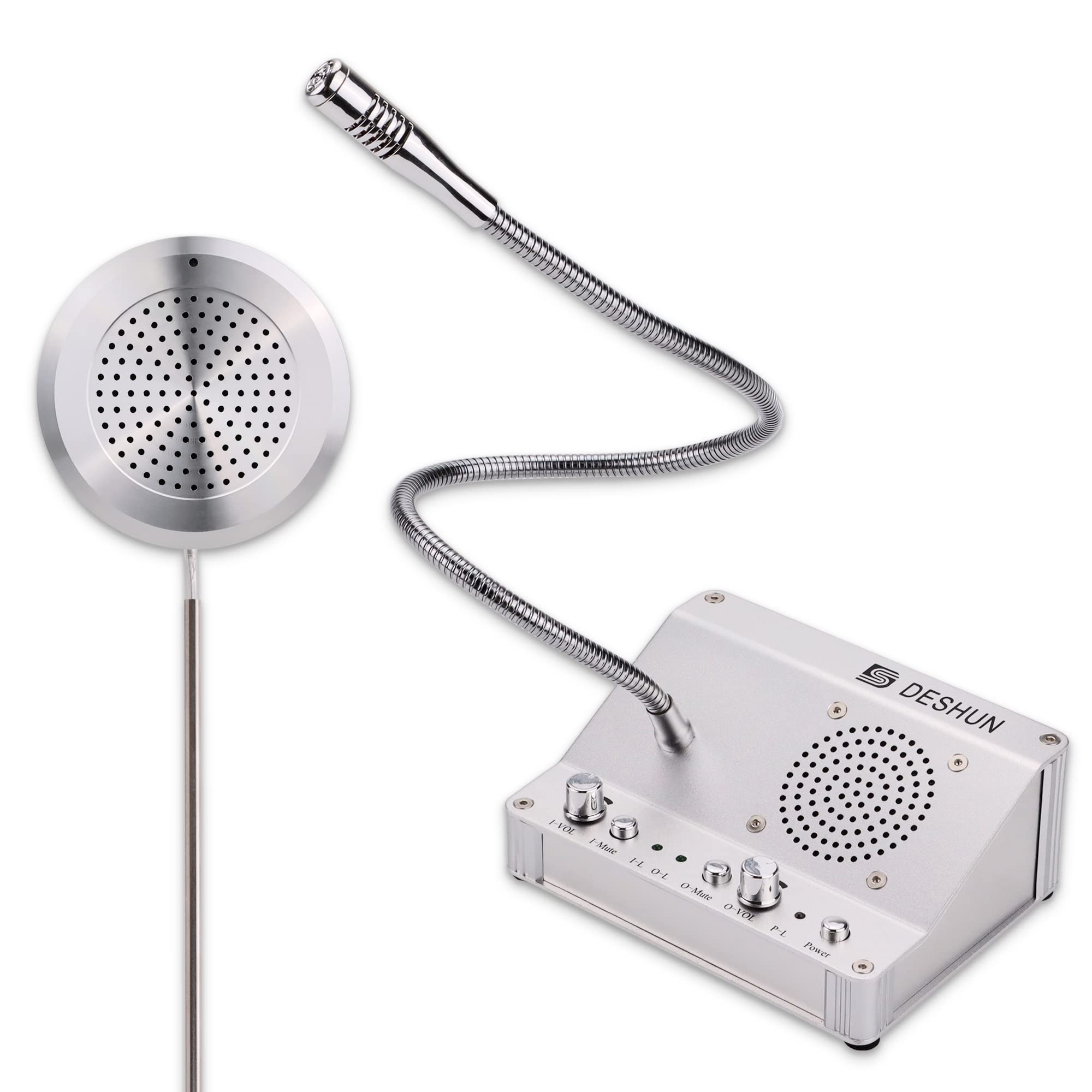 DESHUN Dual-Way Window Intercom System with Microphone & Speakers - Clear Communication Solution for Banks, Offices, Hospitals, Train Stations, Restaurants & Ticket Counters - Perfect for Secure Transactions & Customer Service