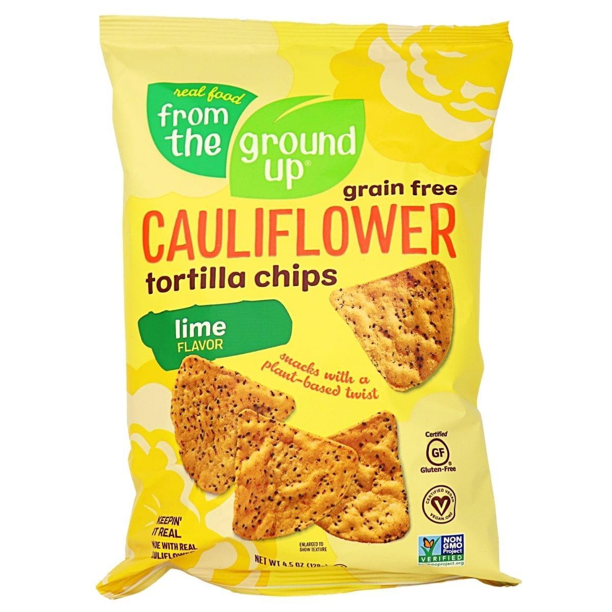 Grain-Free Cauliflower Tortilla Chips - Lime Flavor | Keto, Paleo & Vegan Snacks | Perfect for Parties, Dips & Healthy On-the-Go Eating