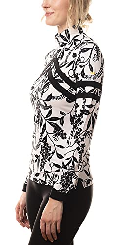 Kastel Denmark Women's Long Sleeve Lightweight Sun Shirt with Print | Quarter Zip Mock Neck Active Tops for Hiking, Running & Outdoor Activities | UPF Protection & Breathable Fabric