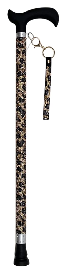 Jacqueline Kent Aluminum Crystal Embellished Sugar Cane with Adjustable Wrist Band (28.5-37.5 inches) - Elegant Walking Stick for Formal Events, Weddings & Fashion Accessories