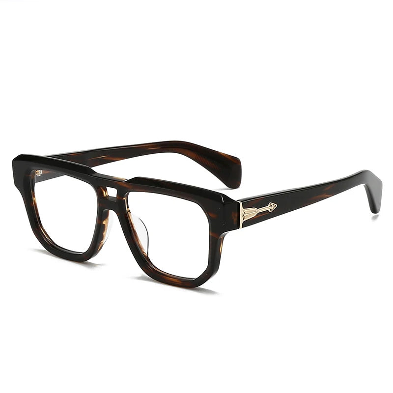 Stylish Black Acetate Unisex Square Frame Eyeglasses with Double Bridge - Perfect for Work, Reading & Fashion (Model 44304)
