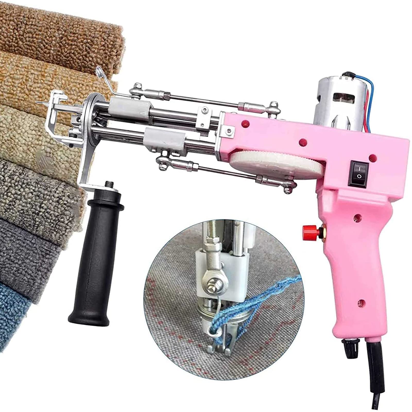 2 in 1 Electric Rug Tufting Gun - Cut Pile & Loop Pile Carpet Weaving Machine with 5-40 Stitches/Sec | High-Speed DIY Rug Making Tool for Home Decor, Craft Projects & Professional Carpet Repair