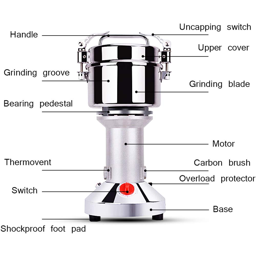 500g Electric Grain Mill Grinder for Spices, Herbs, Coffee & Seeds - Superfine Powder Machine, 110V Dry Grinder for Cereals & Grains - Perfect for Home Baking, Coffee Brewing & Spice Preparation