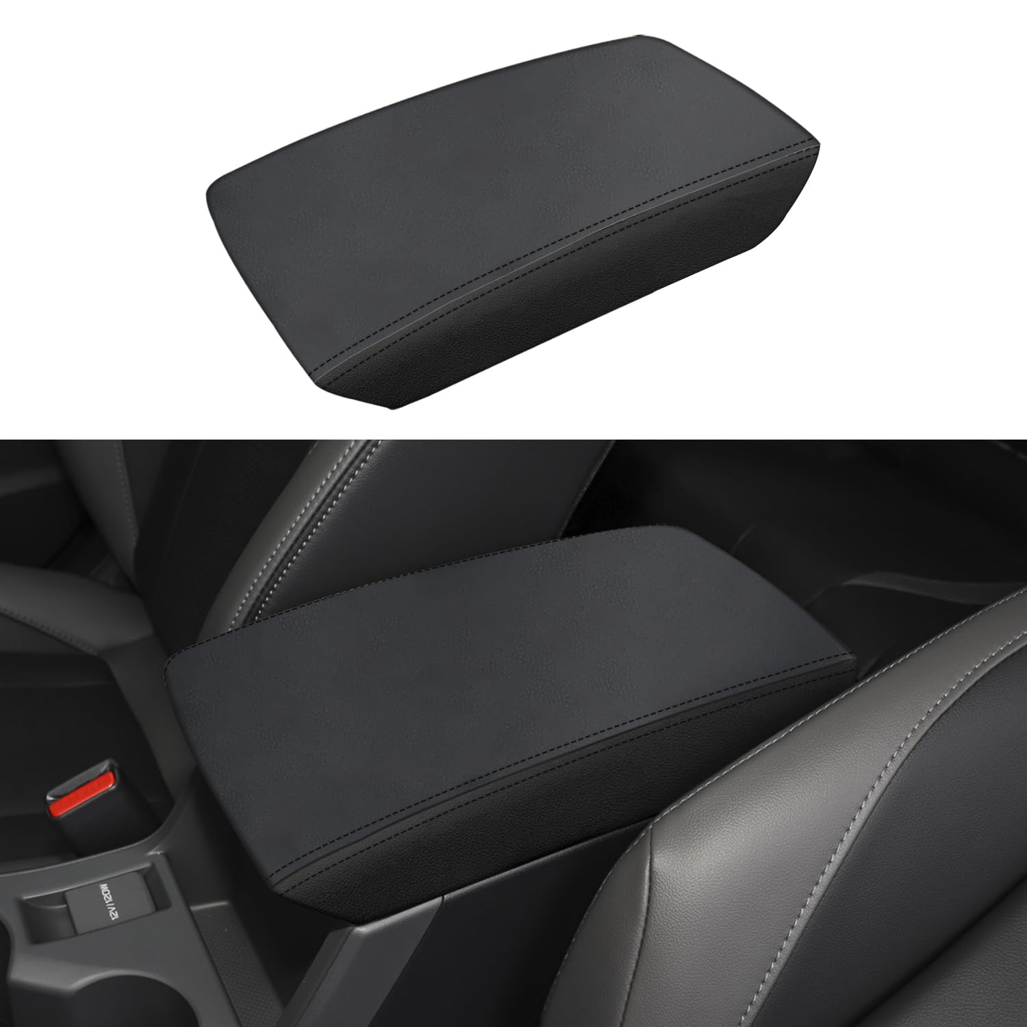Premium Leather Car Center Console Armrest Cover for Subaru Crosstrek/Impreza 2024-2025 - Anti-Scratch Seat Protector with Black Stitching | Interior Accessories for Comfort & Protection While Driving
