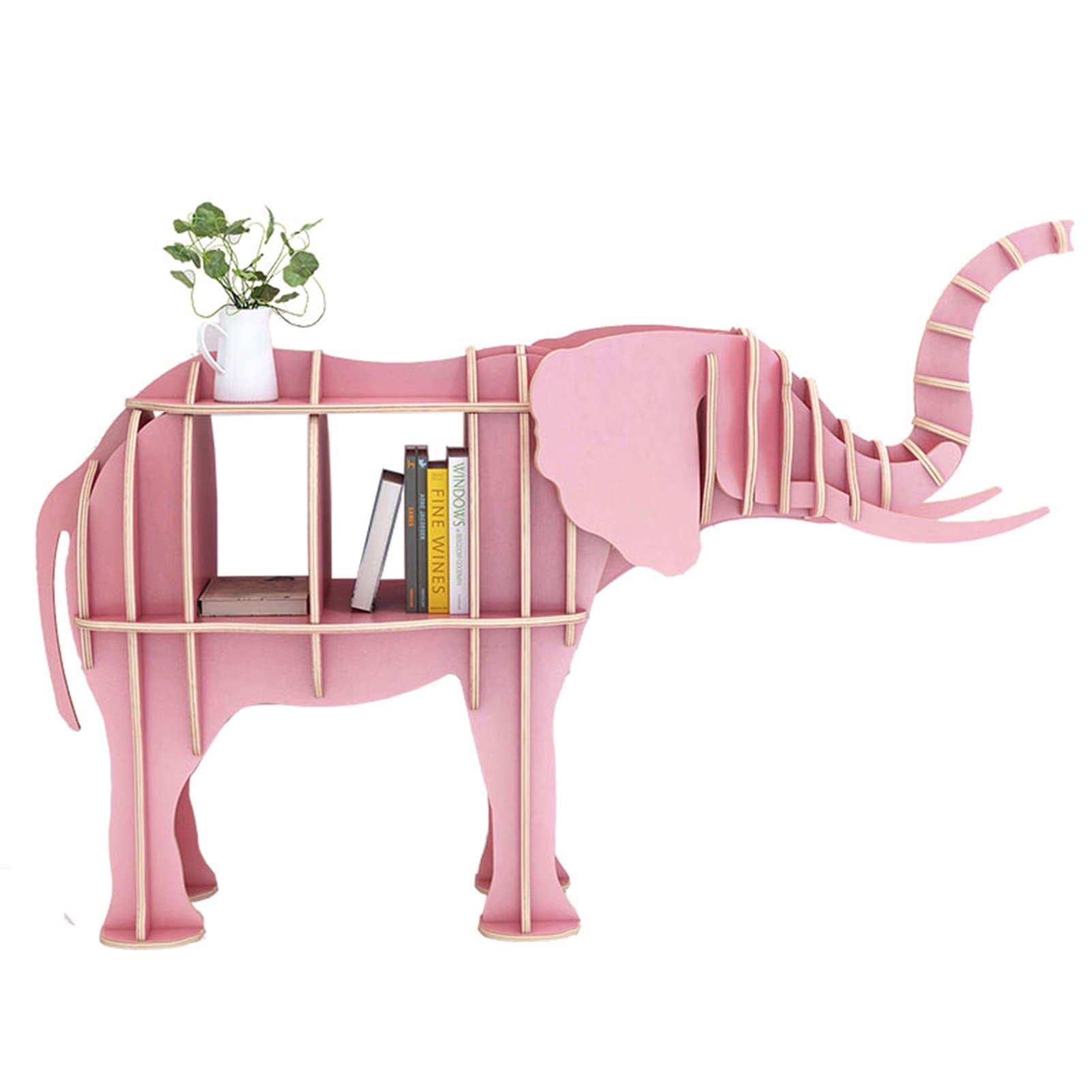 Creative Elephant-Shaped Wooden Bookshelf - Kids Room Storage, Home Decor Entryway Table, Animal-Themed Shelf for Bedroom & Library Display - Perfect for Gifts, Organizing Toys & Books