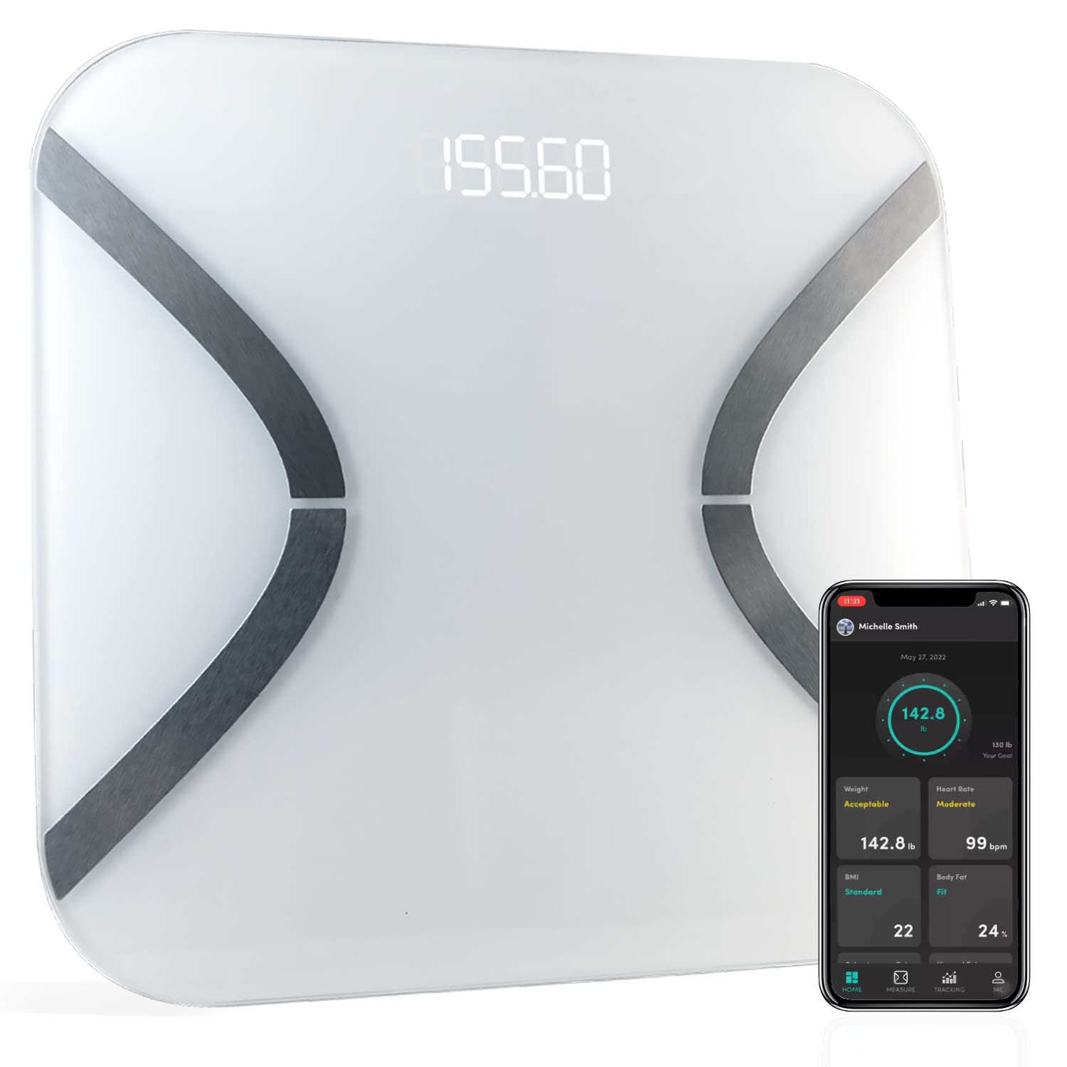 Korescale Gen2 Digital Smart Scale - Accurate Bluetooth Body Composition Analyzer with BMI, Body Fat, Muscle Mass & Weight Tracking | Syncs with KoreHealth & Apple Health App | Perfect for Home Gym, Bathroom & Health Monitoring (White)
