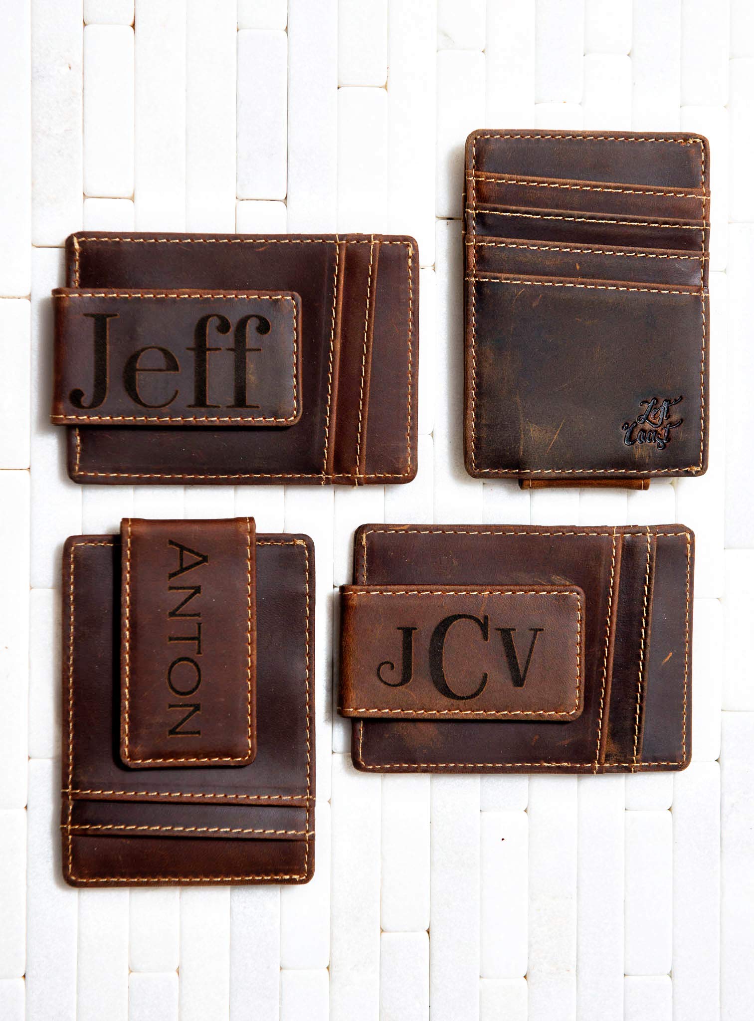 Personalized Leather Magnetic Money Clip - The Sanibel by Left Coast Original | RFID Blocking Wallet for Men | Perfect Gift for Business Travel & Everyday Carry