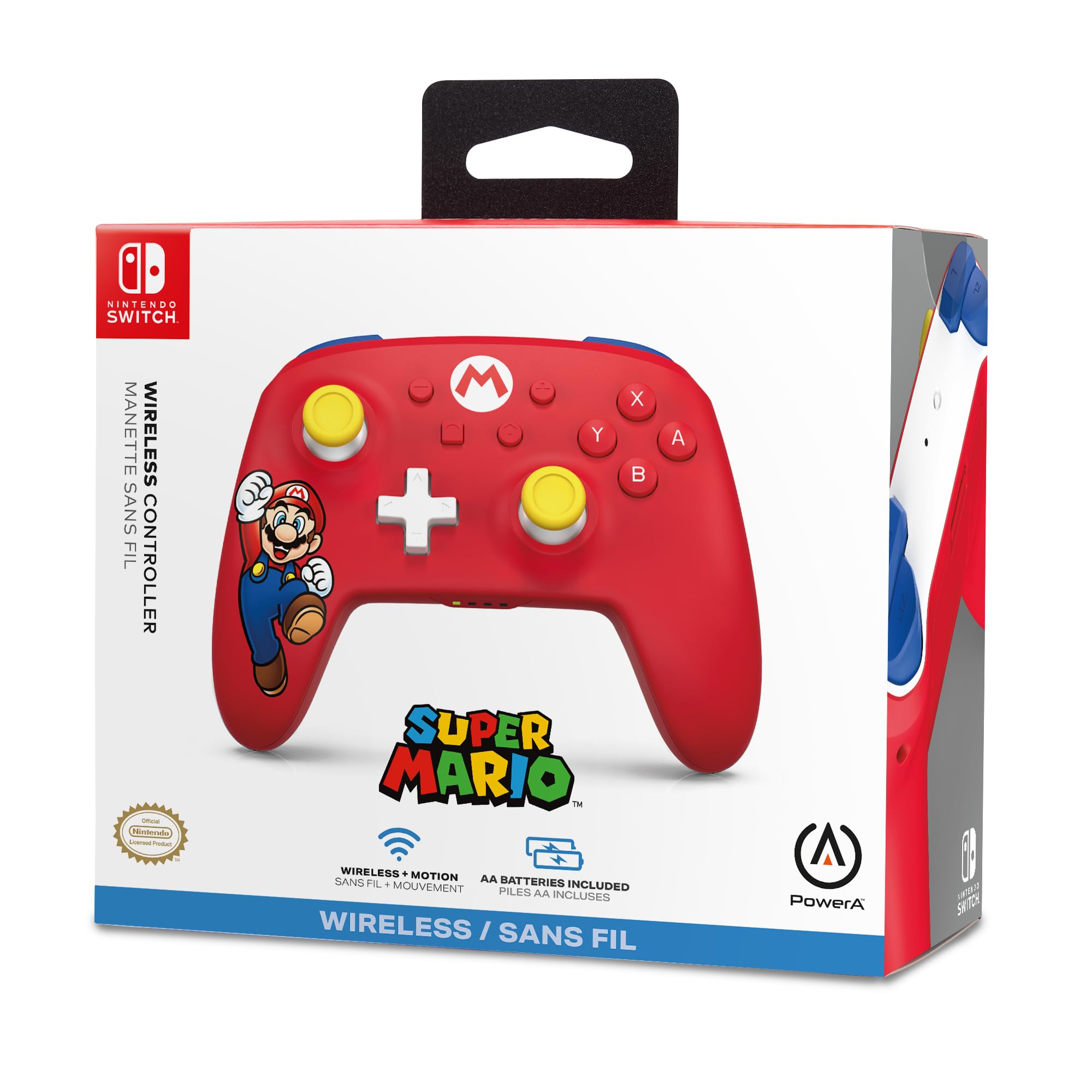 PowerA Wireless Controller for Nintendo Switch - Mario Themed Joy-Con (Compatible with Switch OLED/Lite) | Bluetooth Gamepad with Motion Controls | Officially Licensed by Nintendo | Perfect for Gaming at Home or On-The-Go