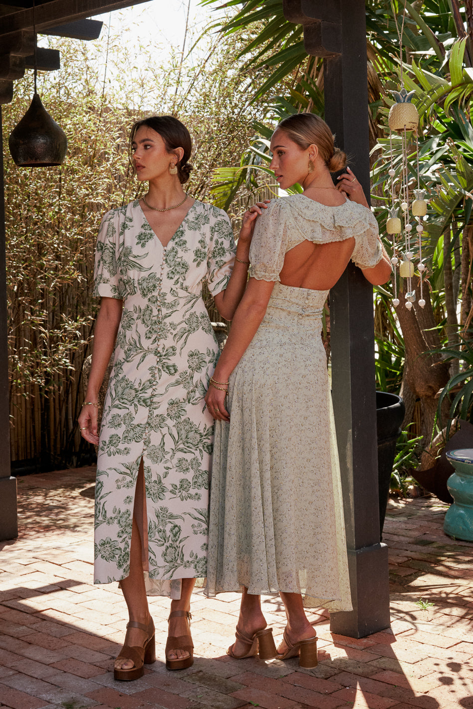 Lia Floral Midi Dress in Sage Green - Elegant Flowy Summer Dress for Women, Perfect for Weddings, Parties & Casual Outings