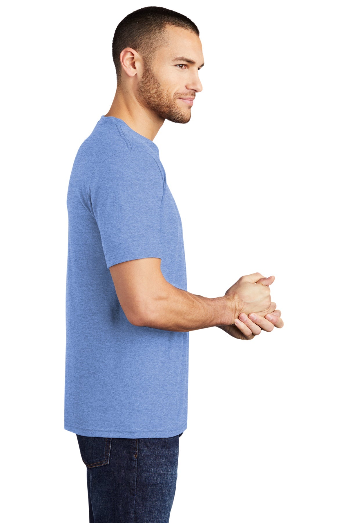 District Made Men's Perfect Tri Crew T-Shirt in Maritime Frost - Soft Cotton Tee for Casual Wear, Gym & Everyday Comfort