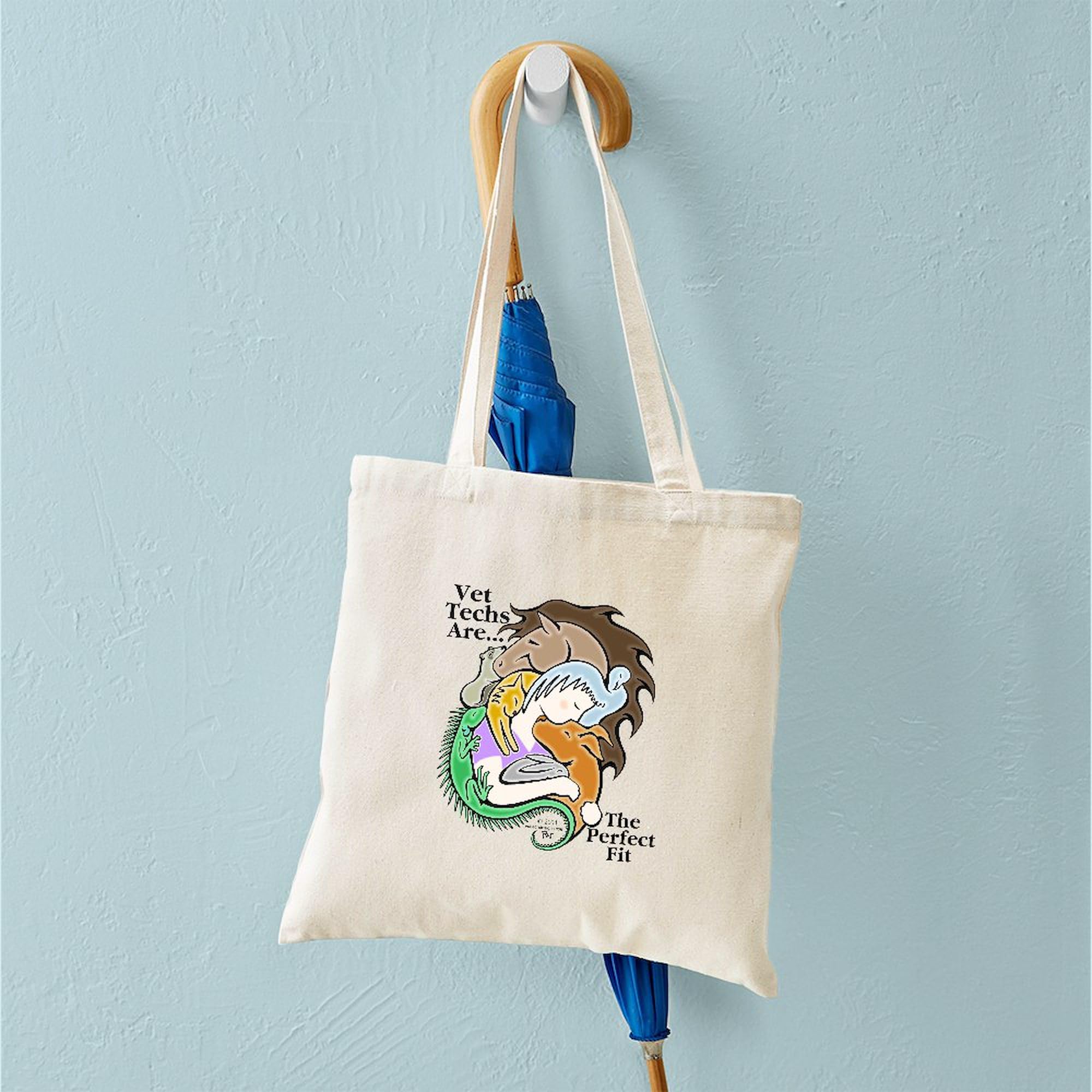 Vet Techs Are The Perfect Fit Natural Canvas Tote Bag - Reusable Shopping Bag for Veterinary Professionals | Ideal for Work, School & Groceries