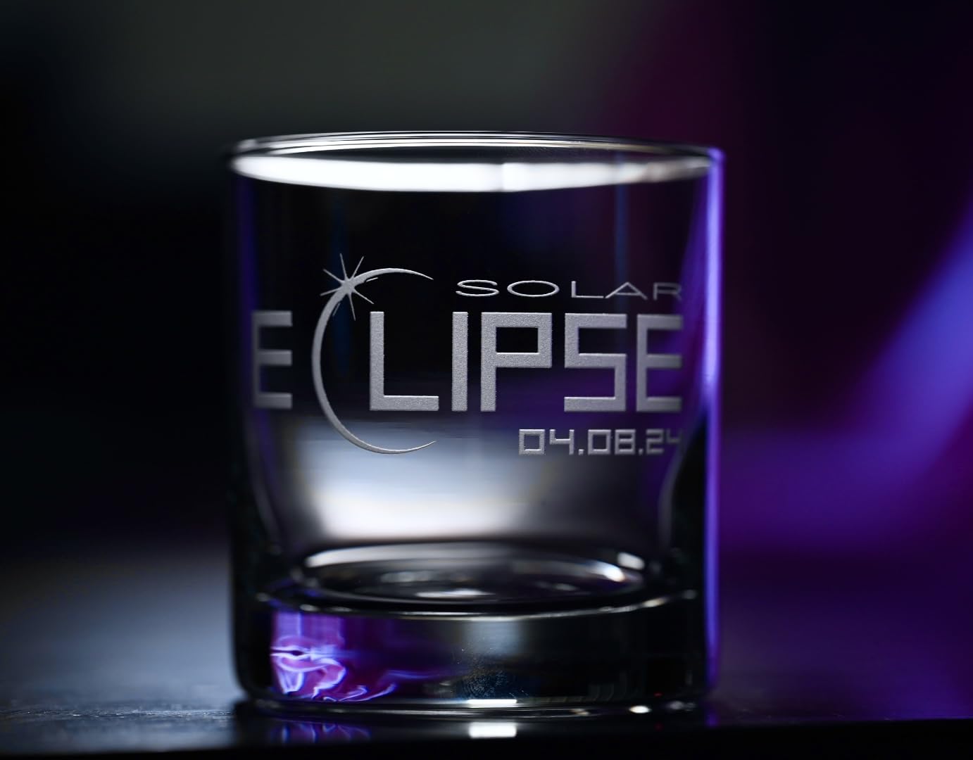 2024 Solar Eclipse Whiskey Glass - Unique Solar Eclipse Gift for Astronomy Enthusiasts - Perfect for Stargazing Parties & Celestial Events - Custom Engraved Eclipse-Themed Drinking Glass