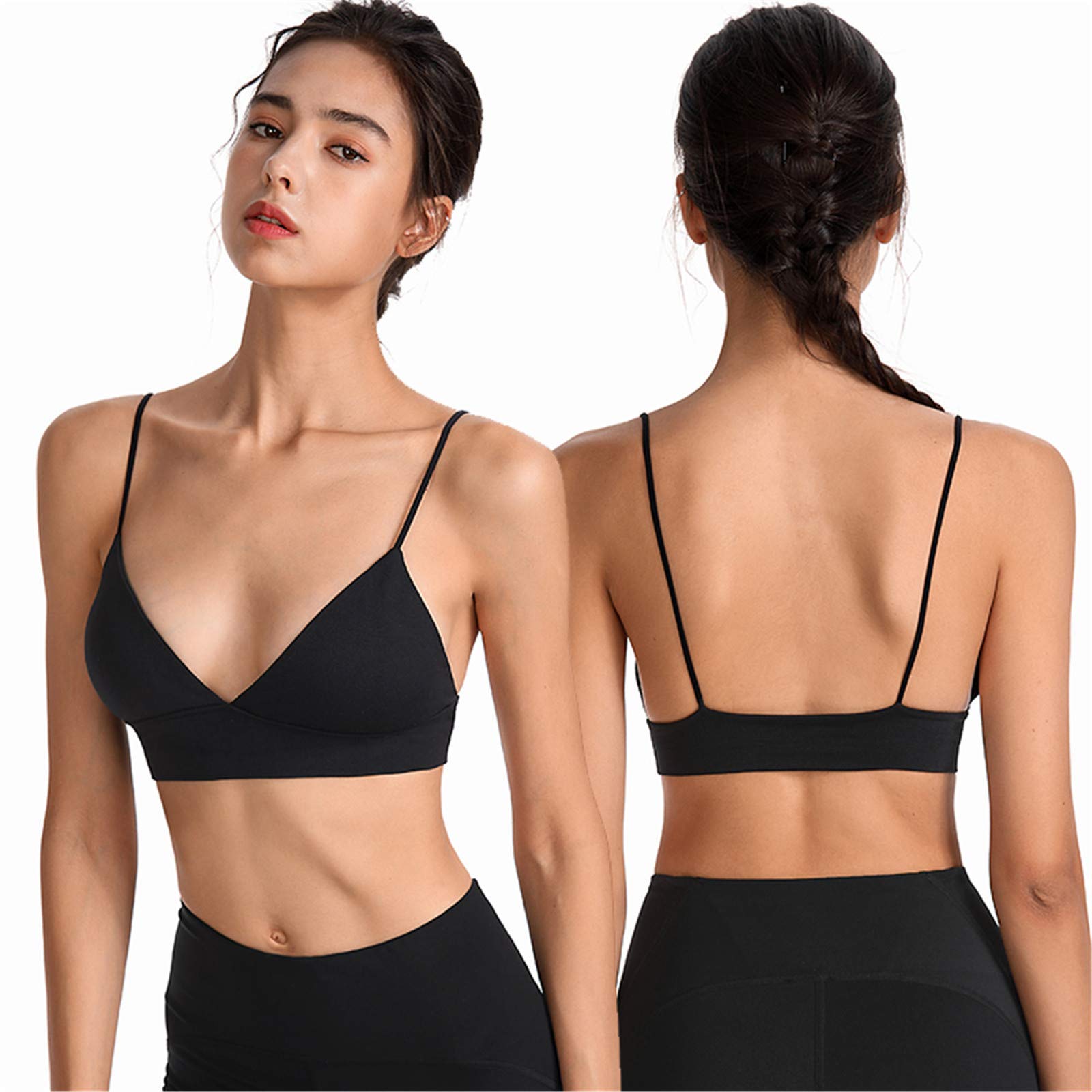 Women's Seamless Sports Bra - Thin Strap Yoga Bra for Workout, Low Back Minimizer & Beauty Design - Perfect for Gym, Running, Yoga & Everyday Wear