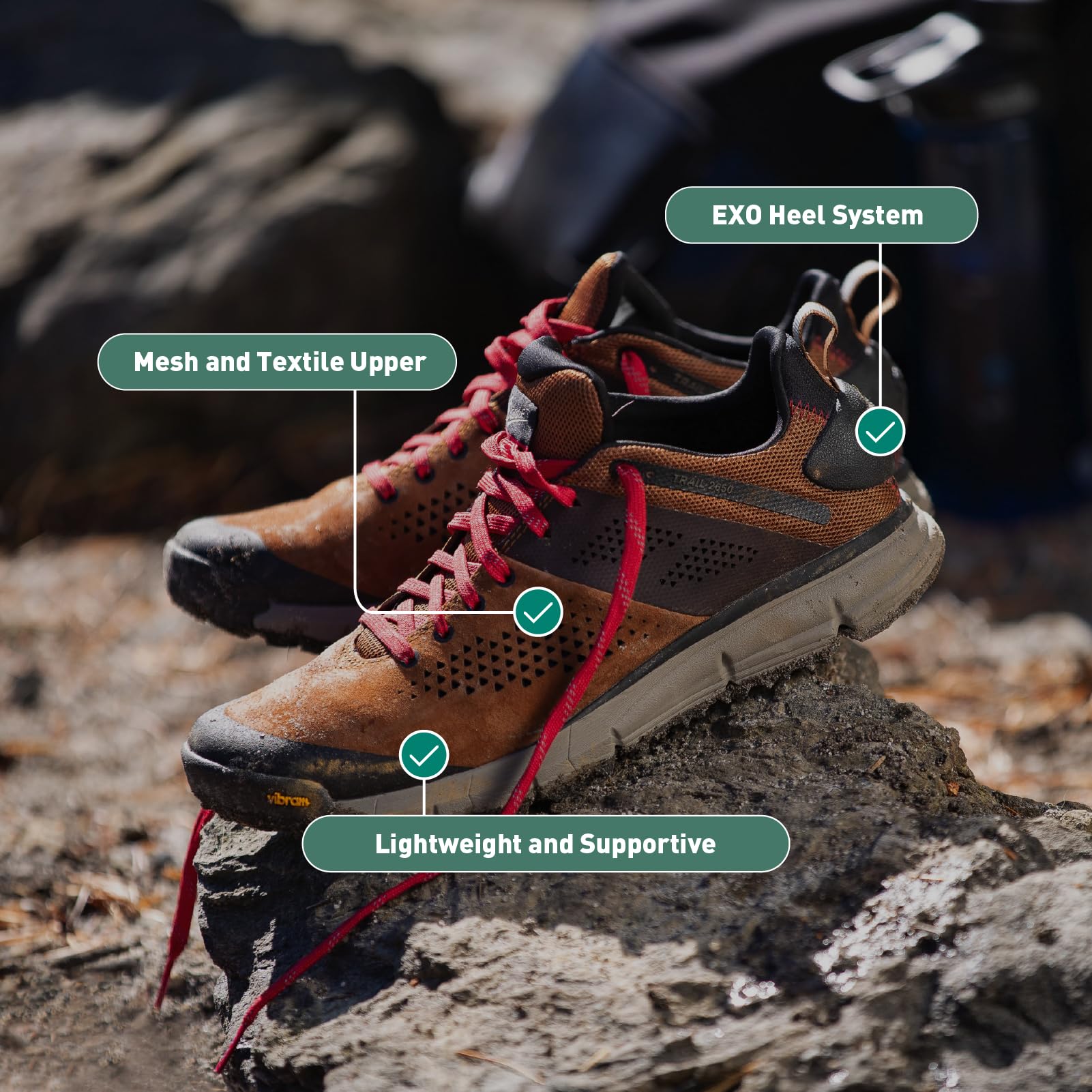 Danner Trail 2650 Men's Hiking Shoes - Lightweight Breathable Suede & Textile Upper with Ortholite Footbed & Vibram Outsole | Perfect for Backpacking, Trail Running & Outdoor Adventures